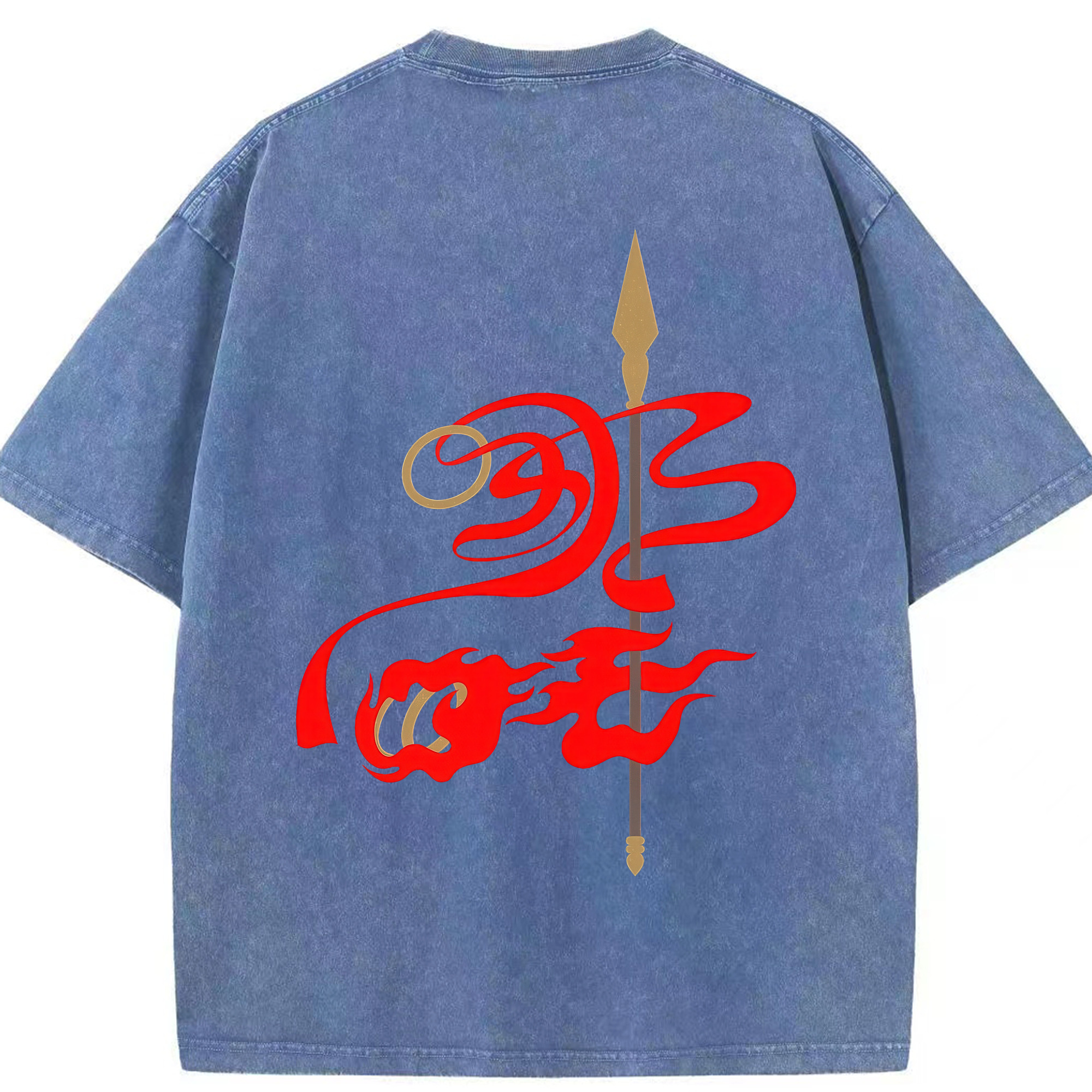 （画像用） Ne Zha 2 ナタ 魔童の大暴れ 綿100% ヴィンテージ風 半袖Tシャツ（背面プリント）