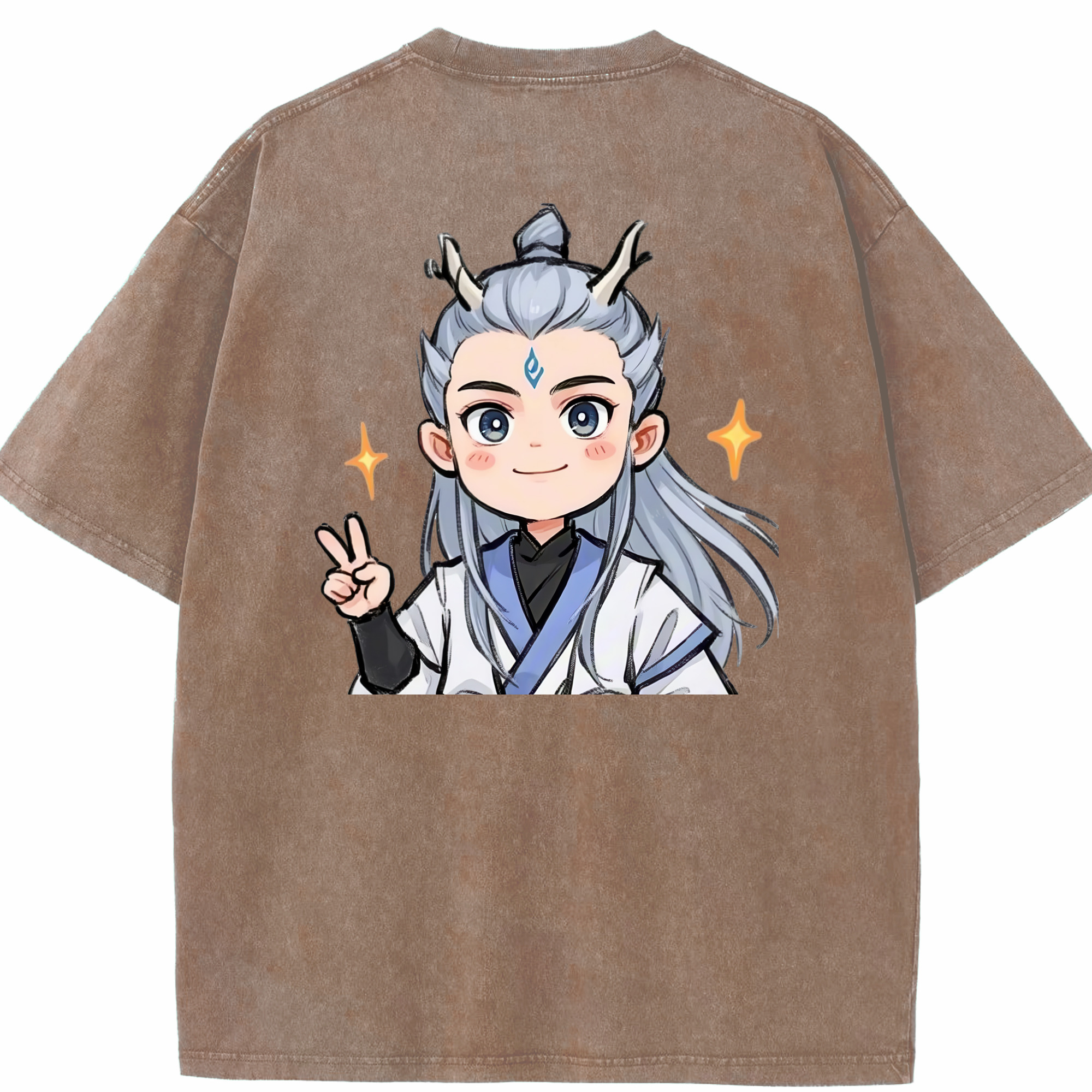 （画像用） Ne Zha 2 ナタ 魔童の大暴れ 綿100% ヴィンテージ風 半袖Tシャツ（背面プリント）
