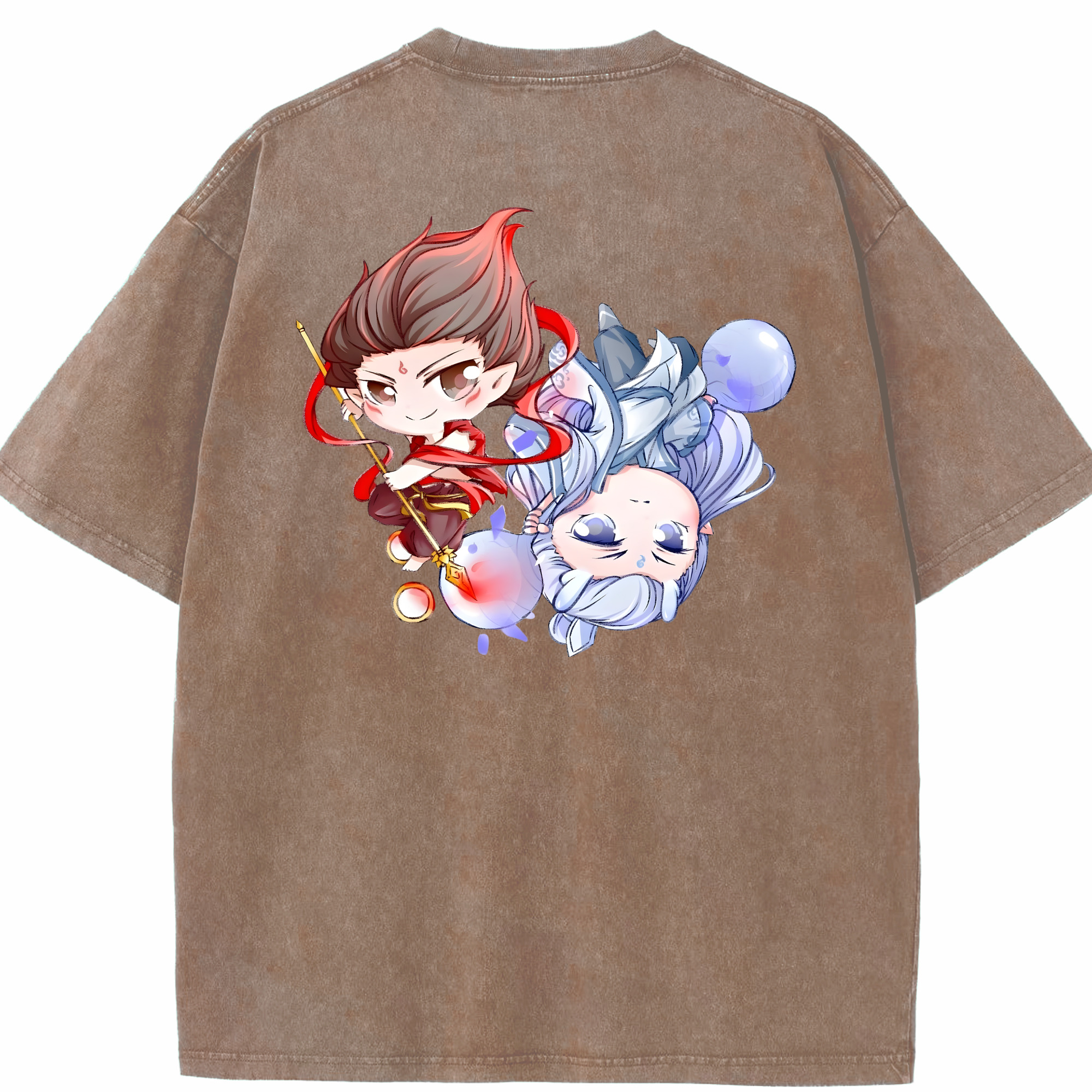 （画像用） Ne Zha 2 ナタ 魔童の大暴れ 綿100% ヴィンテージ風 半袖Tシャツ（背面プリント）