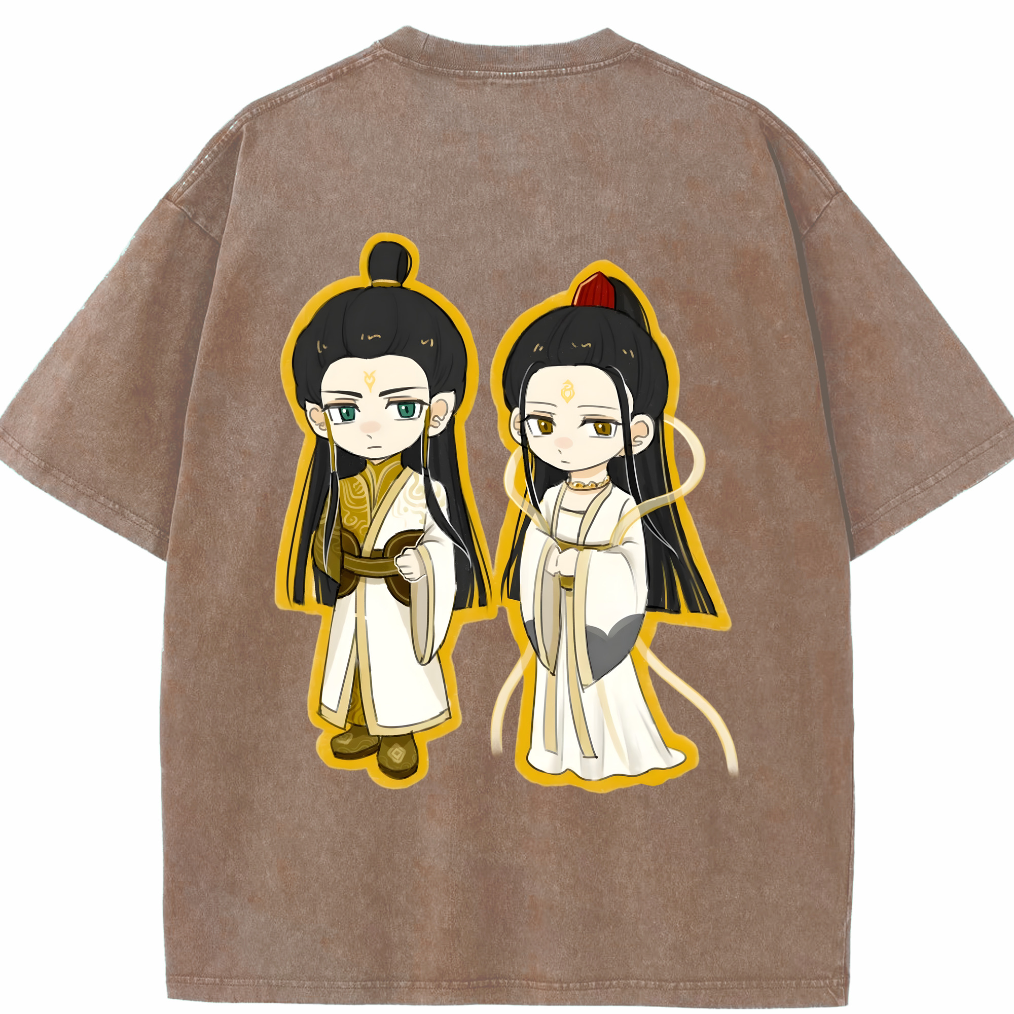 （画像用） Ne Zha 2 ナタ 魔童の大暴れ 綿100% ヴィンテージ風 半袖Tシャツ（背面プリント）
