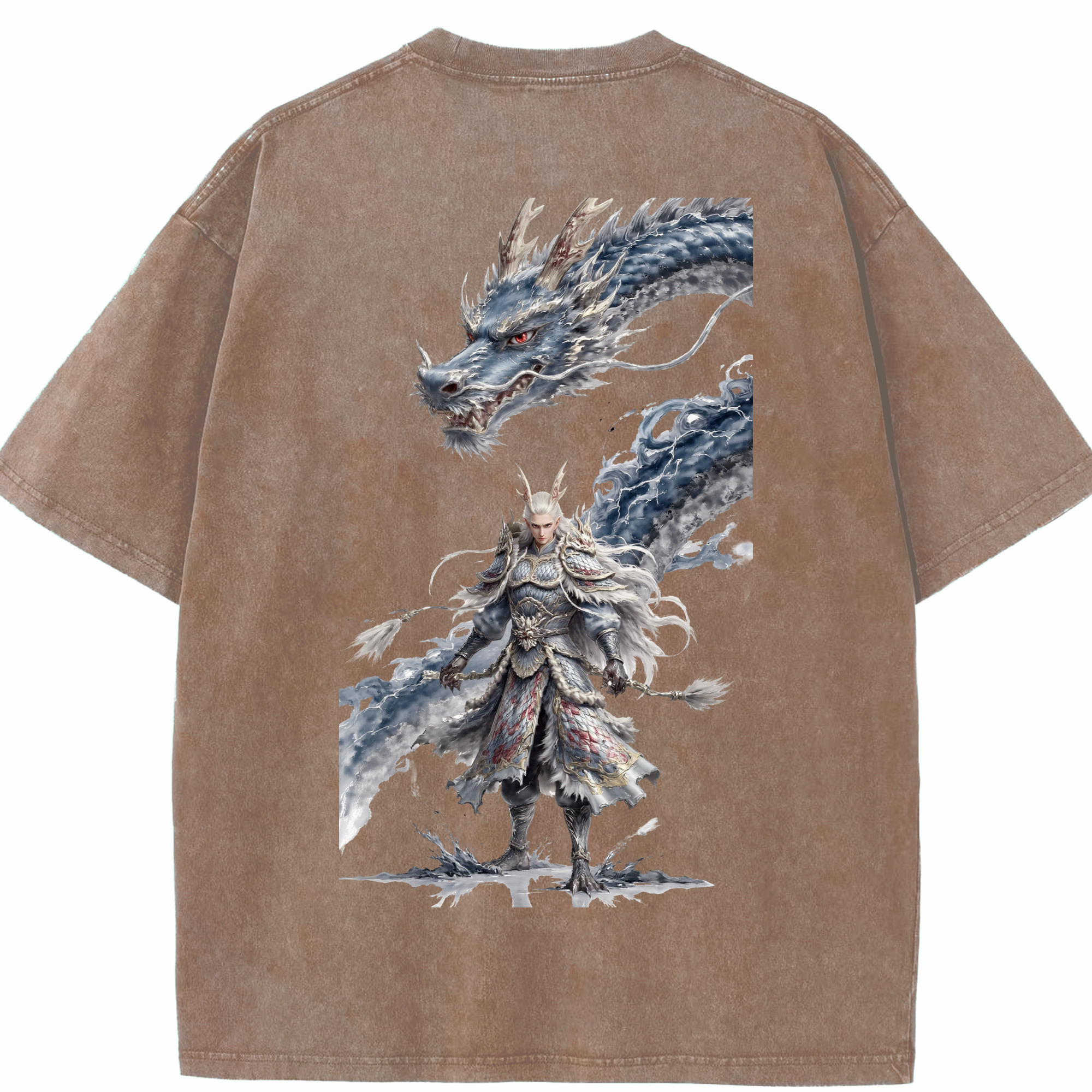 （画像用） Ne Zha 2 ナタ 魔童の大暴れ 綿100% ヴィンテージ風 半袖Tシャツ（背面プリント）