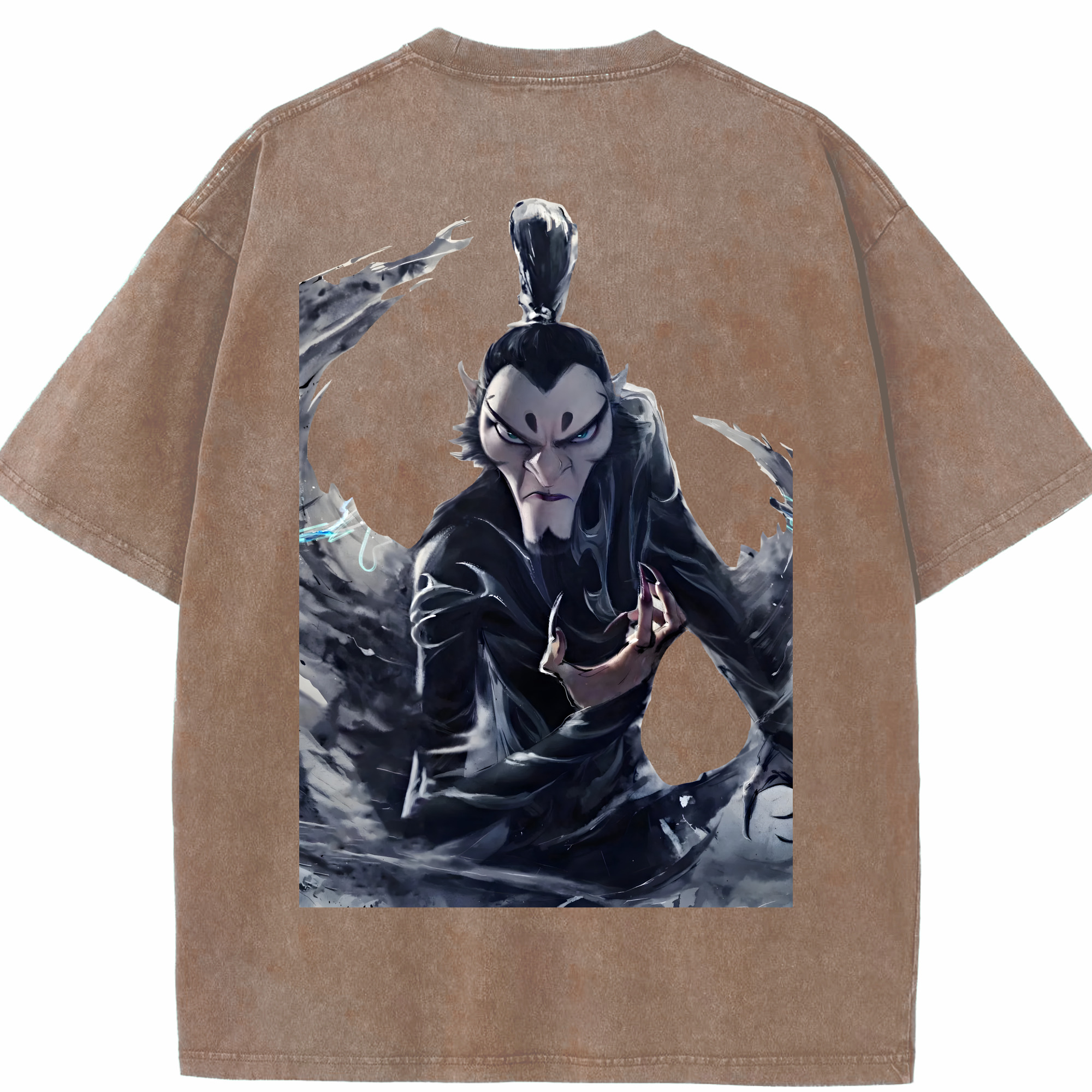 （画像用） Ne Zha 2 ナタ 魔童の大暴れ 綿100% ヴィンテージ風 半袖Tシャツ（背面プリント）