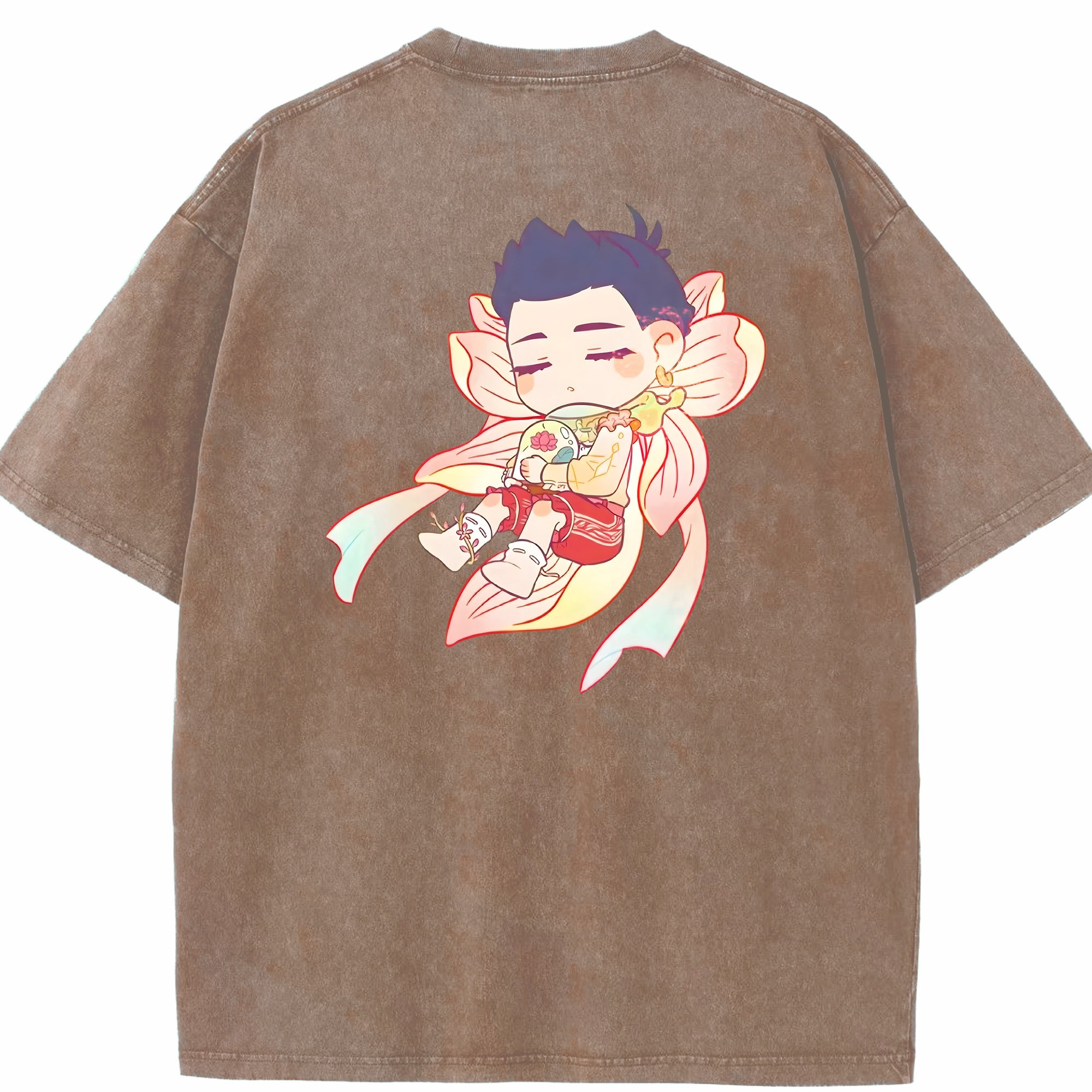 （画像用） Ne Zha 2 ナタ 魔童の大暴れ 綿100% ヴィンテージ風 半袖Tシャツ（背面プリント）