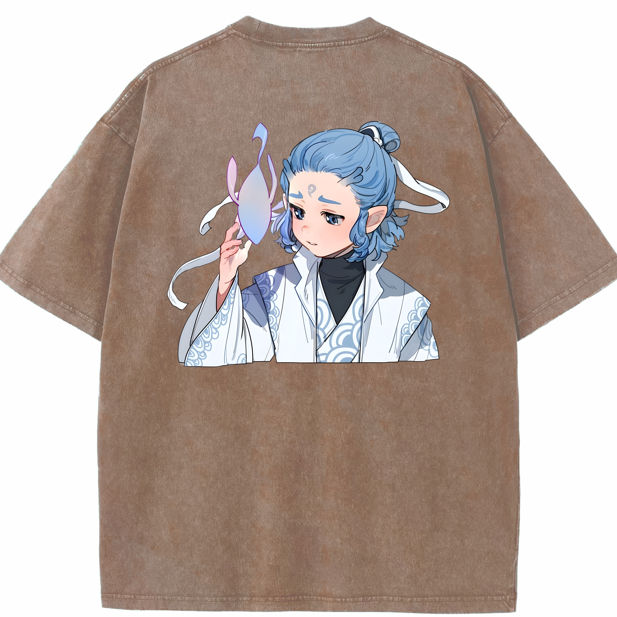 （画像用） Ne Zha 2 ナタ 魔童の大暴れ 綿100% ヴィンテージ風 半袖Tシャツ（背面プリント）