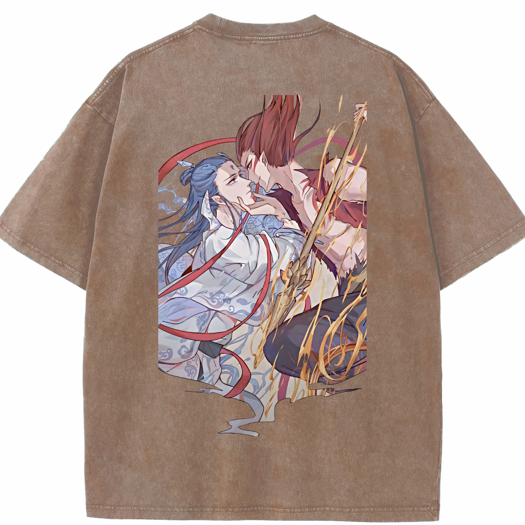 （画像用） Ne Zha 2 ナタ 魔童の大暴れ 綿100% ヴィンテージ風 半袖Tシャツ（背面プリント）