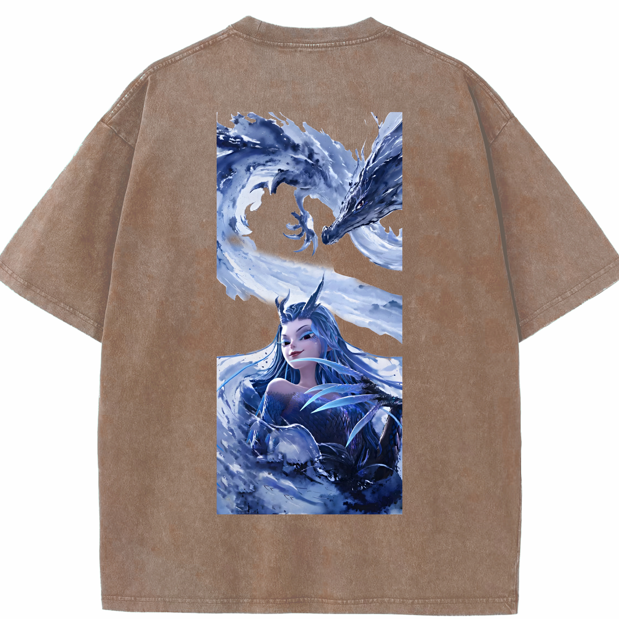 （画像用） Ne Zha 2 ナタ 魔童の大暴れ 綿100% ヴィンテージ風 半袖Tシャツ（背面プリント）