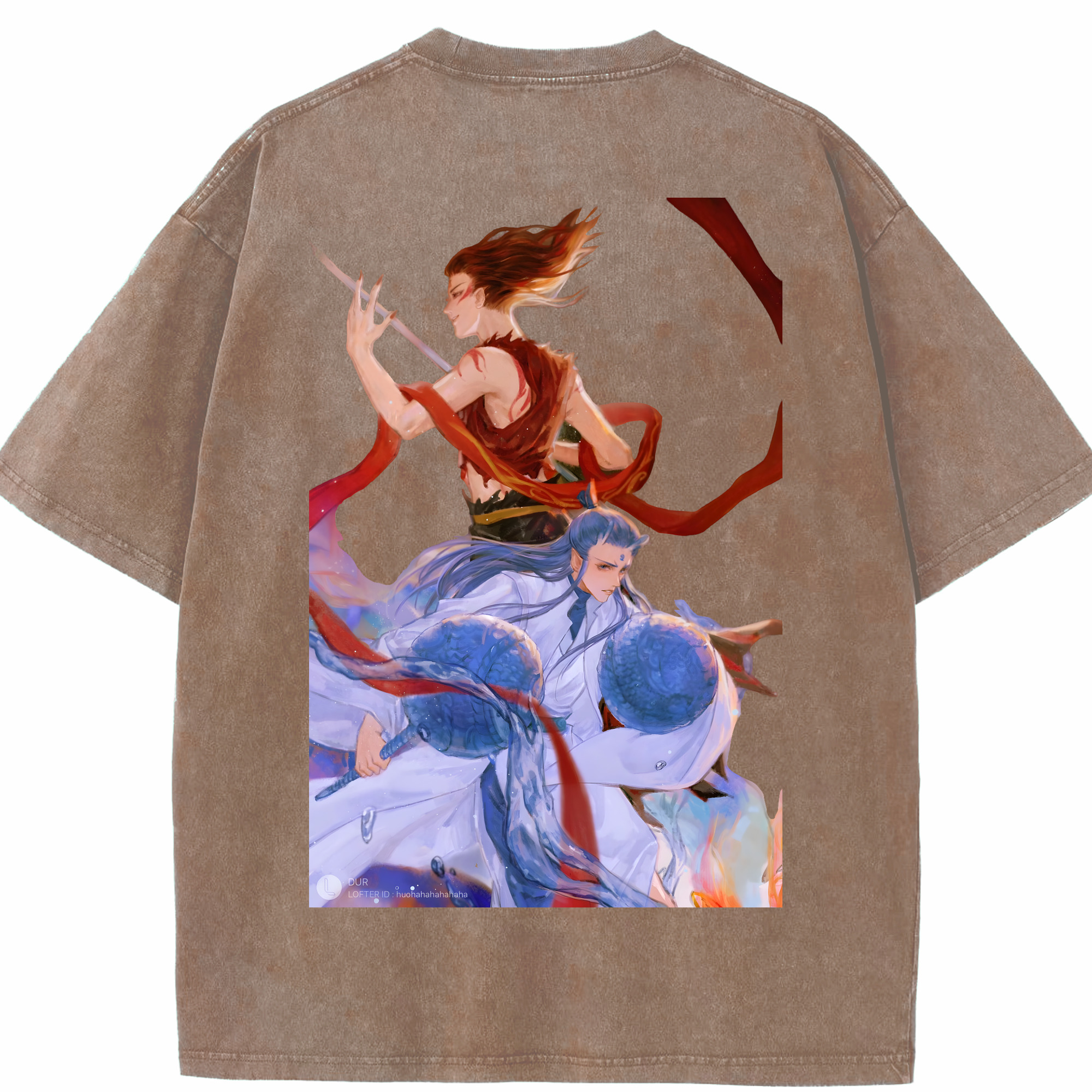 （画像用） Ne Zha 2 ナタ 魔童の大暴れ 綿100% ヴィンテージ風 半袖Tシャツ（背面プリント）