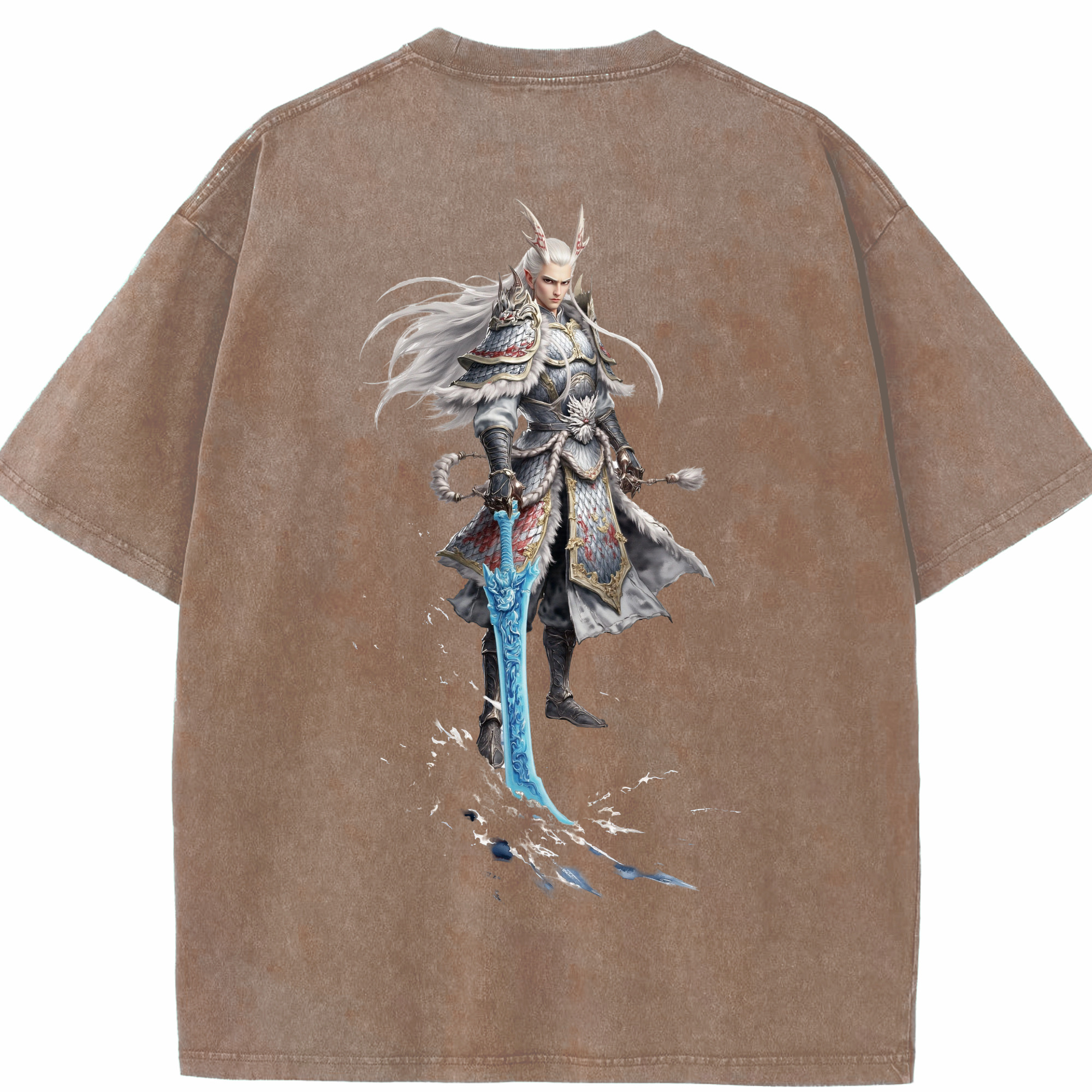 （画像用） Ne Zha 2 ナタ 魔童の大暴れ 綿100% ヴィンテージ風 半袖Tシャツ（背面プリント）