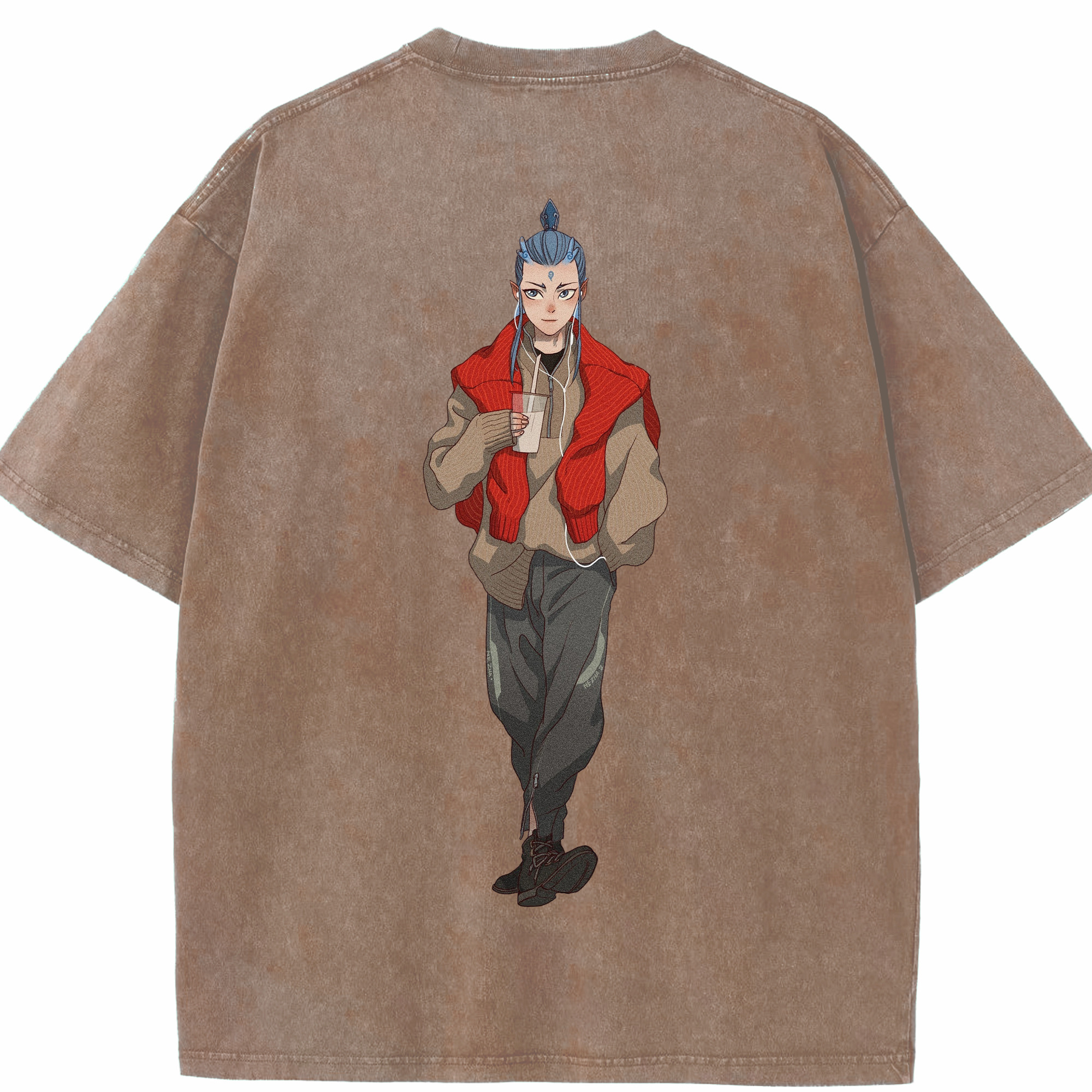 （画像用） Ne Zha 2 ナタ 魔童の大暴れ 綿100% ヴィンテージ風 半袖Tシャツ（背面プリント）