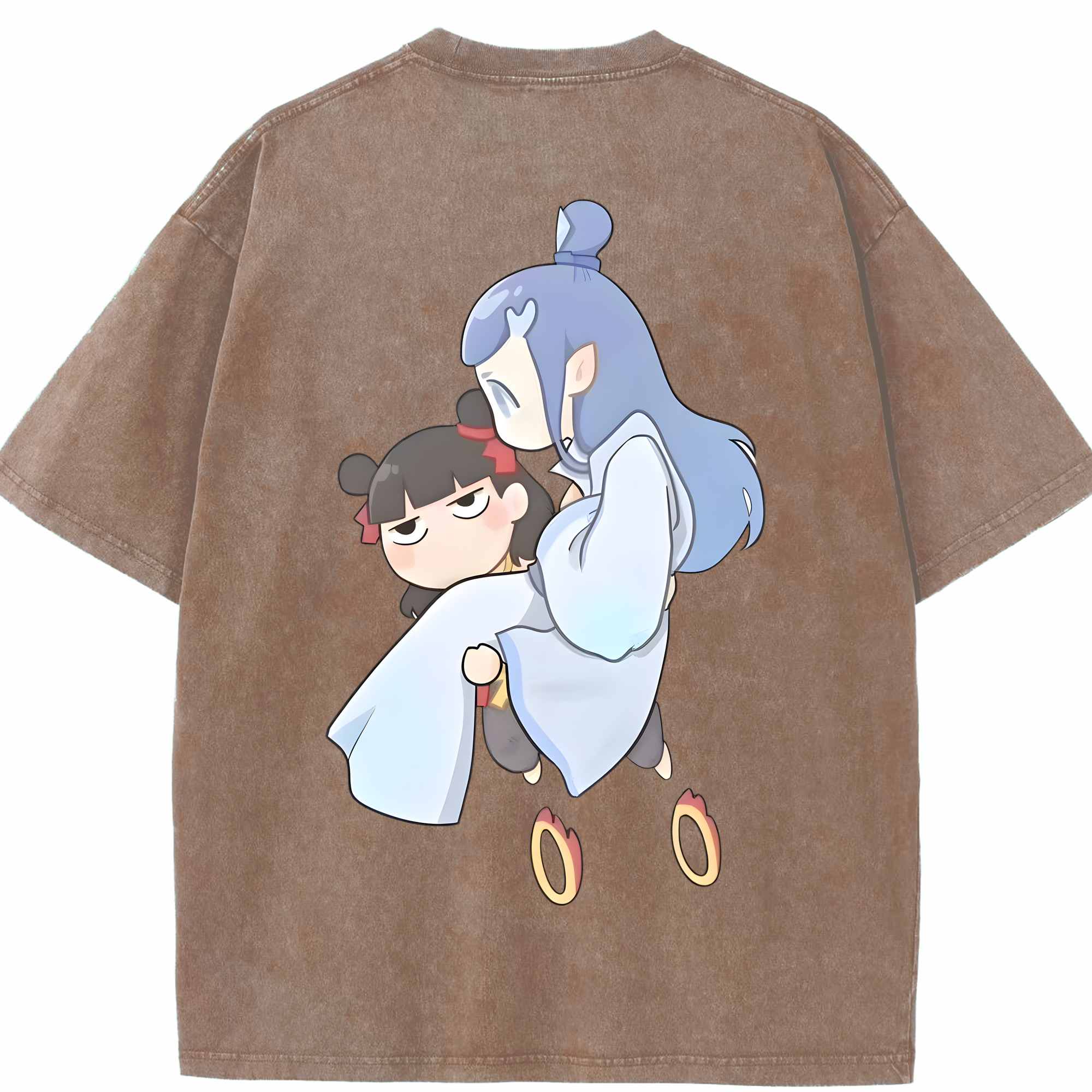 （画像用） Ne Zha 2 ナタ 魔童の大暴れ 綿100% ヴィンテージ風 半袖Tシャツ（背面プリント）