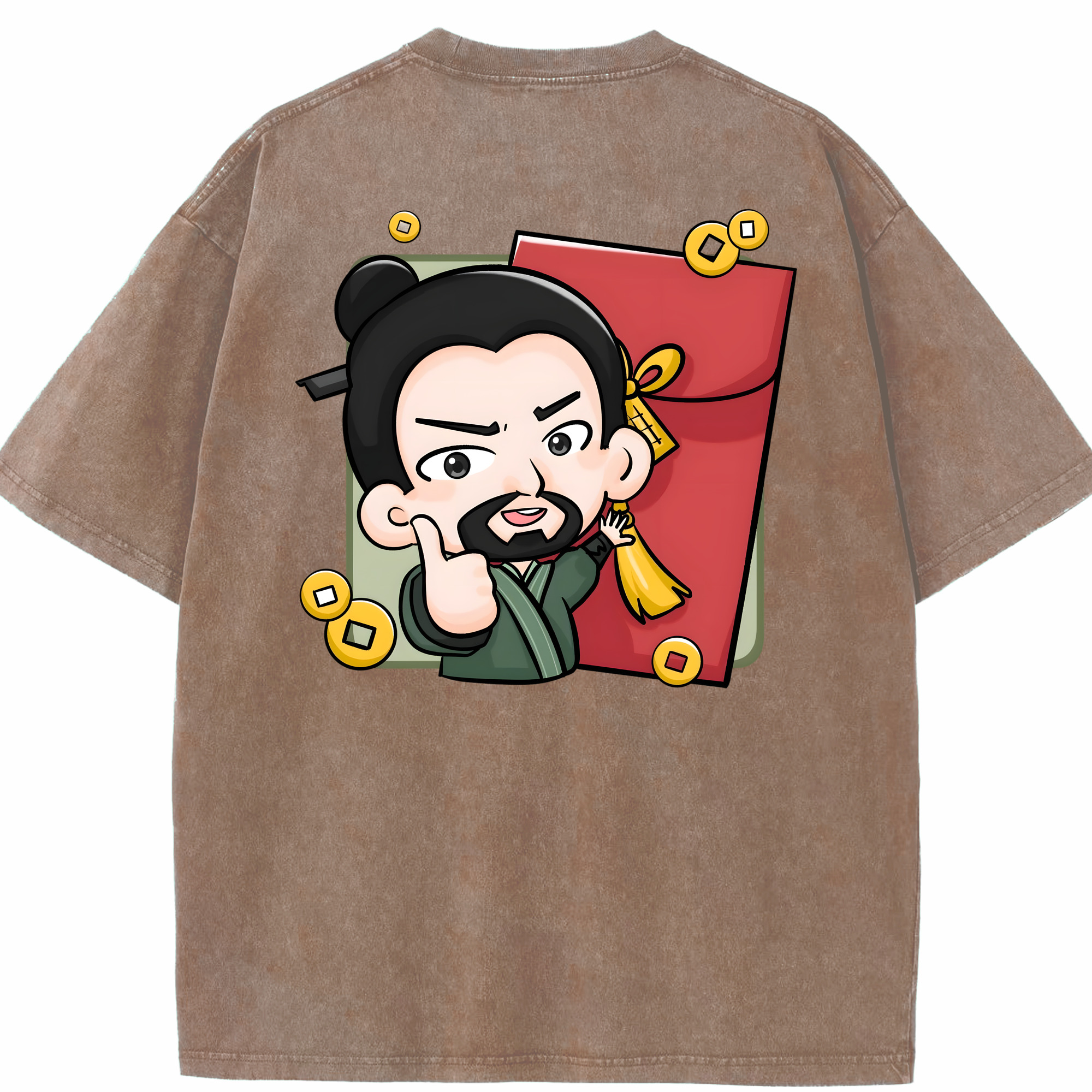 （画像用） Ne Zha 2 ナタ 魔童の大暴れ 綿100% ヴィンテージ風 半袖Tシャツ（背面プリント）