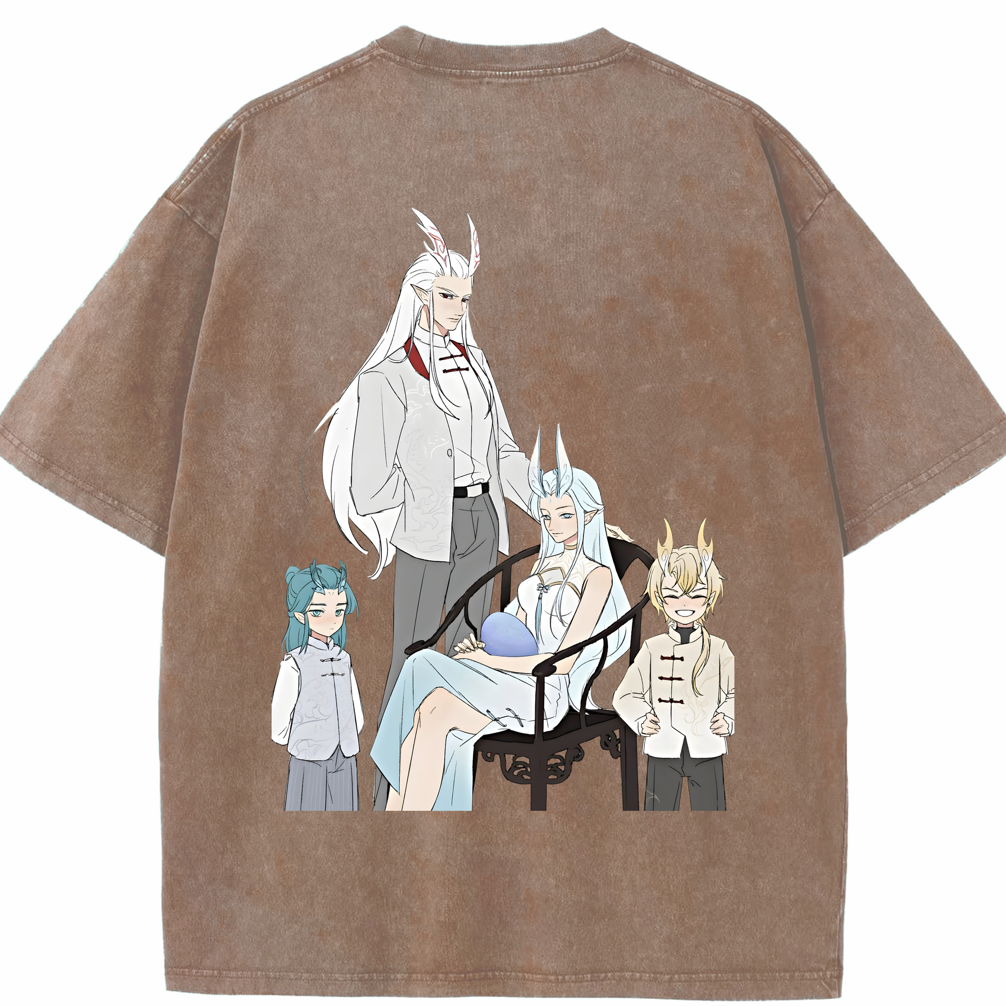 （画像用） Ne Zha 2 ナタ 魔童の大暴れ 綿100% ヴィンテージ風 半袖Tシャツ（背面プリント）