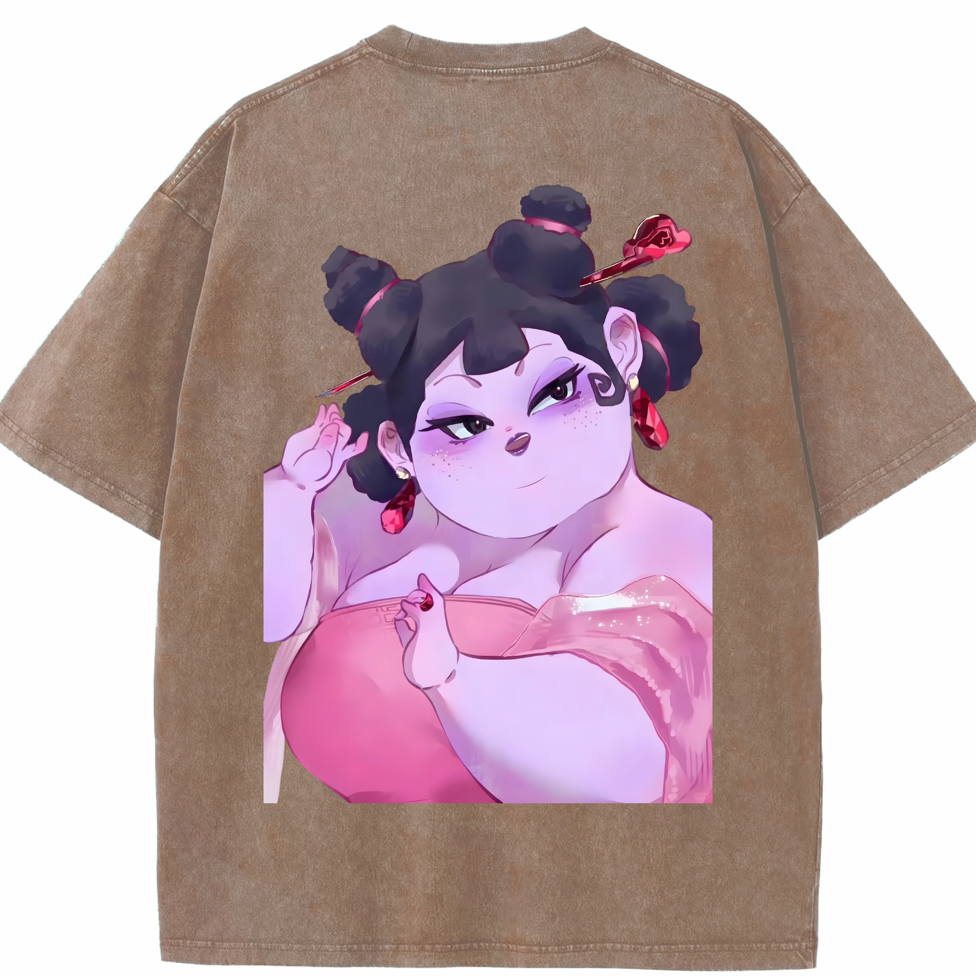 （画像用） Ne Zha 2 ナタ 魔童の大暴れ 綿100% ヴィンテージ風 半袖Tシャツ（背面プリント）