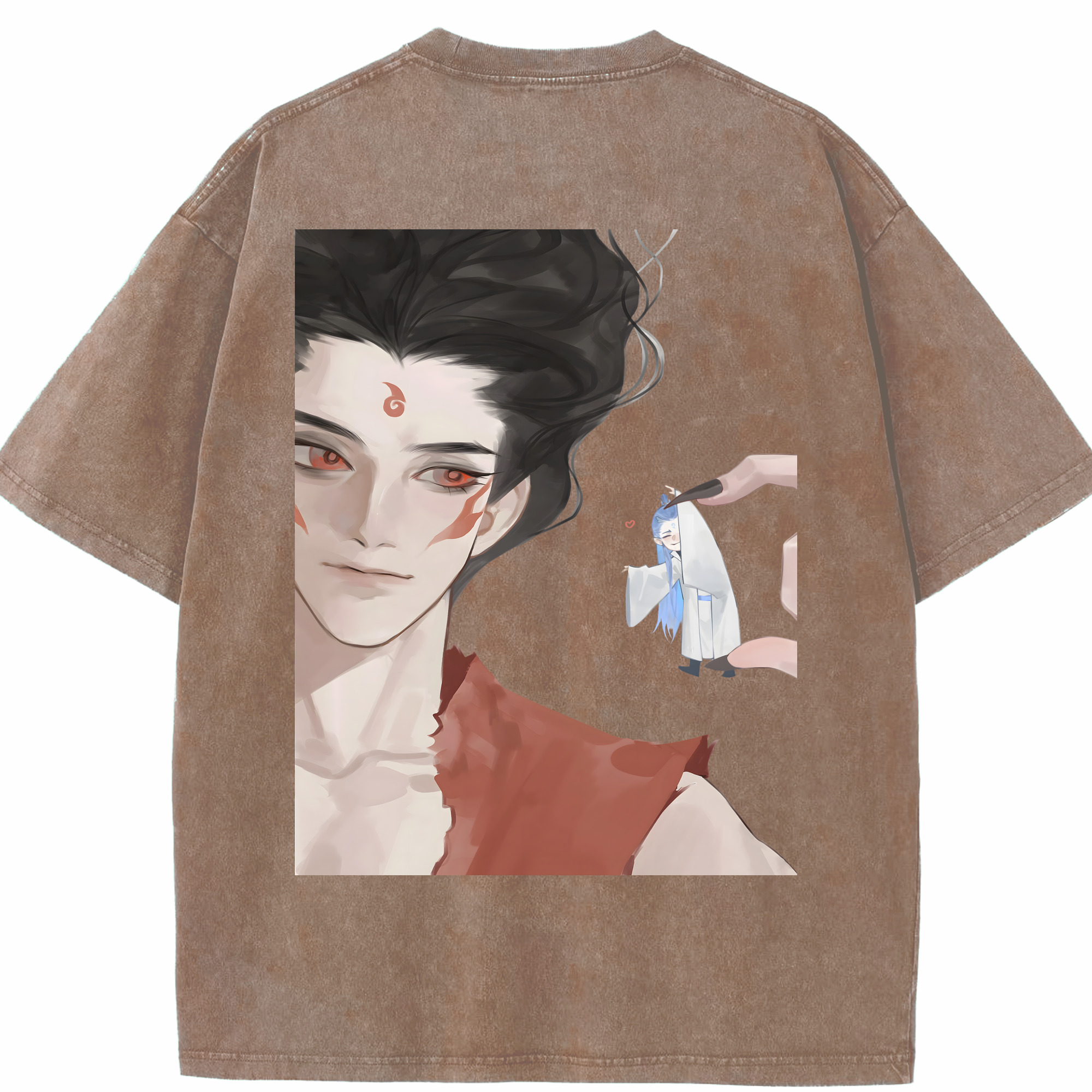（画像用） Ne Zha 2 ナタ 魔童の大暴れ 綿100% ヴィンテージ風 半袖Tシャツ（背面プリント）