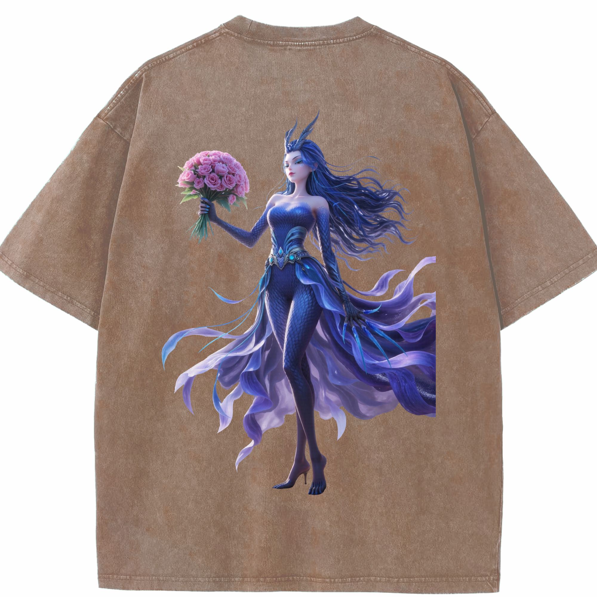 （画像用） Ne Zha 2 ナタ 魔童の大暴れ 綿100% ヴィンテージ風 半袖Tシャツ（背面プリント）
