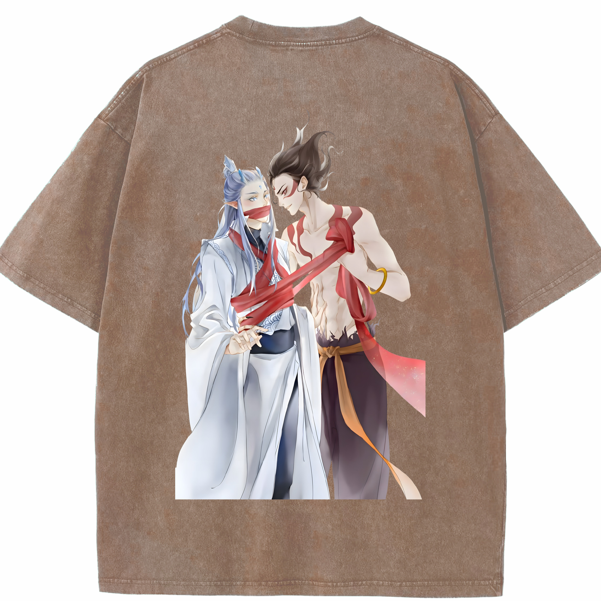 （画像用） Ne Zha 2 ナタ 魔童の大暴れ 綿100% ヴィンテージ風 半袖Tシャツ（背面プリント）