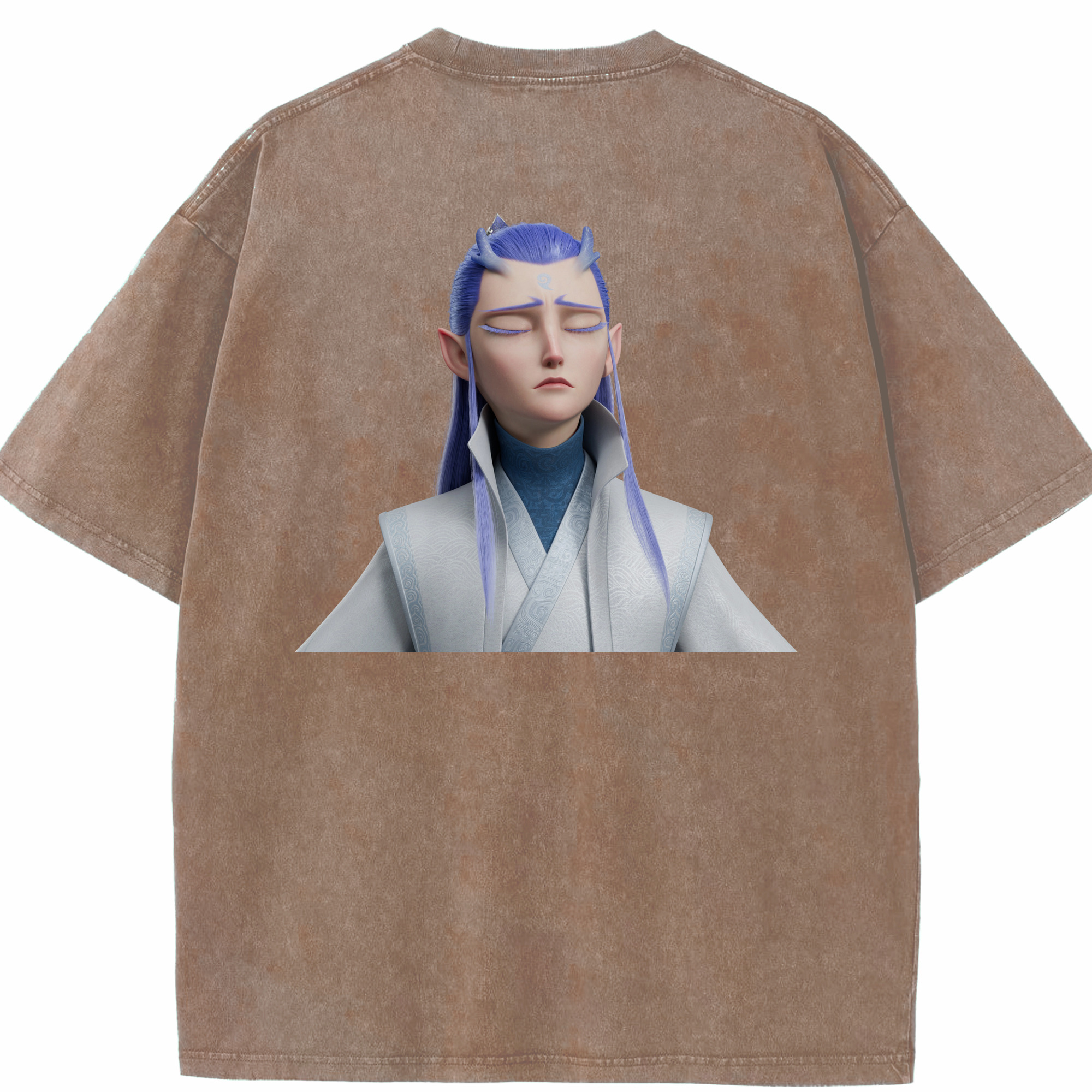 （画像用） Ne Zha 2 ナタ 魔童の大暴れ 綿100% ヴィンテージ風 半袖Tシャツ（背面プリント）