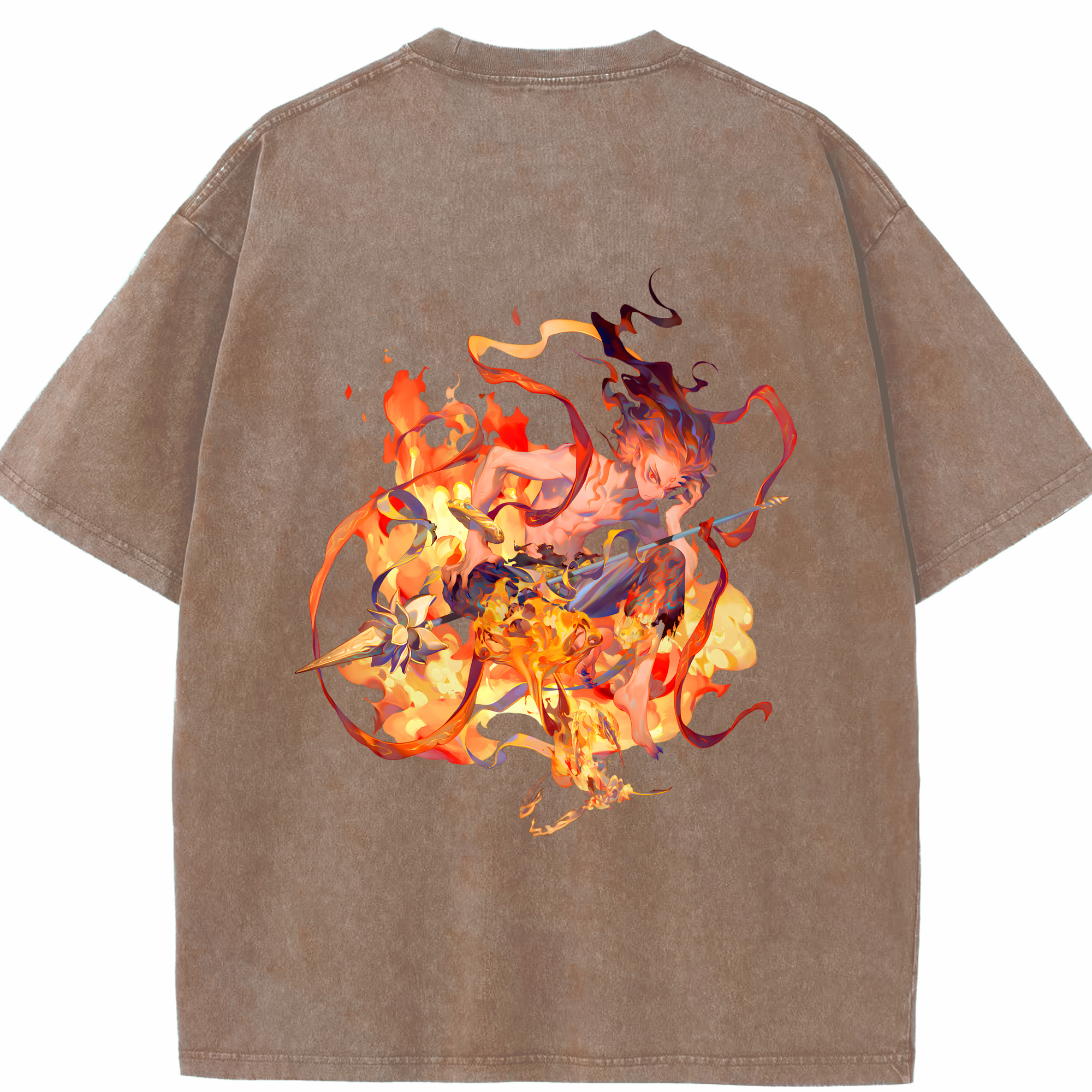 （画像用） Ne Zha 2 ナタ 魔童の大暴れ 綿100% ヴィンテージ風 半袖Tシャツ（背面プリント）