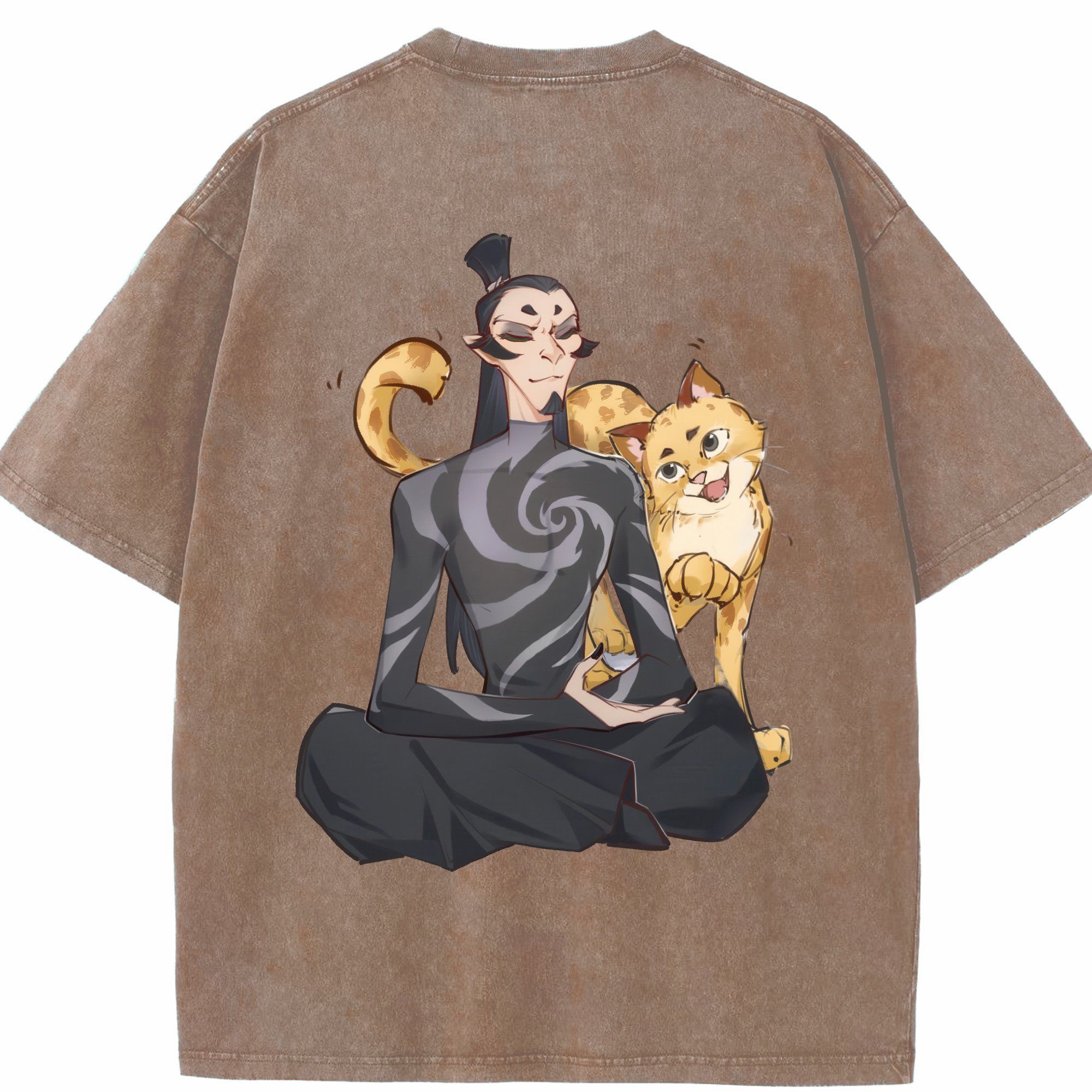 （画像用） Ne Zha 2 ナタ 魔童の大暴れ 綿100% ヴィンテージ風 半袖Tシャツ（背面プリント）