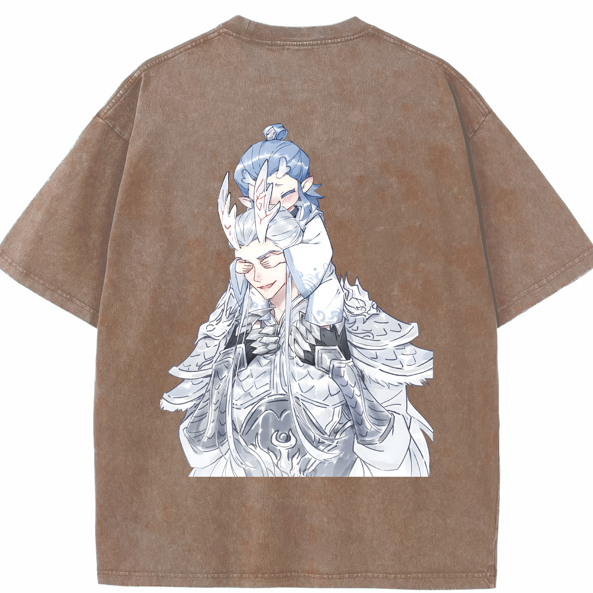 （画像用） Ne Zha 2 ナタ 魔童の大暴れ 綿100% ヴィンテージ風 半袖Tシャツ（背面プリント）