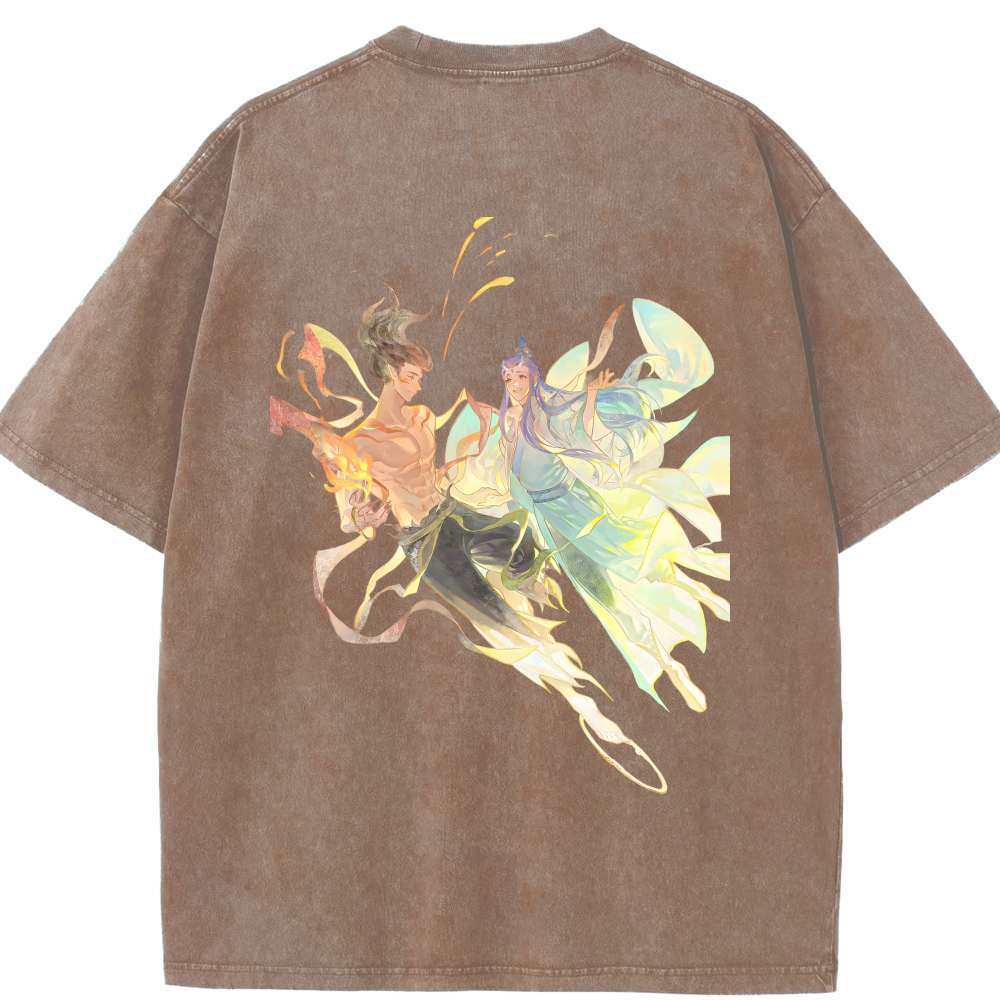 （画像用） Ne Zha 2 ナタ 魔童の大暴れ 綿100% ヴィンテージ風 半袖Tシャツ（背面プリント）