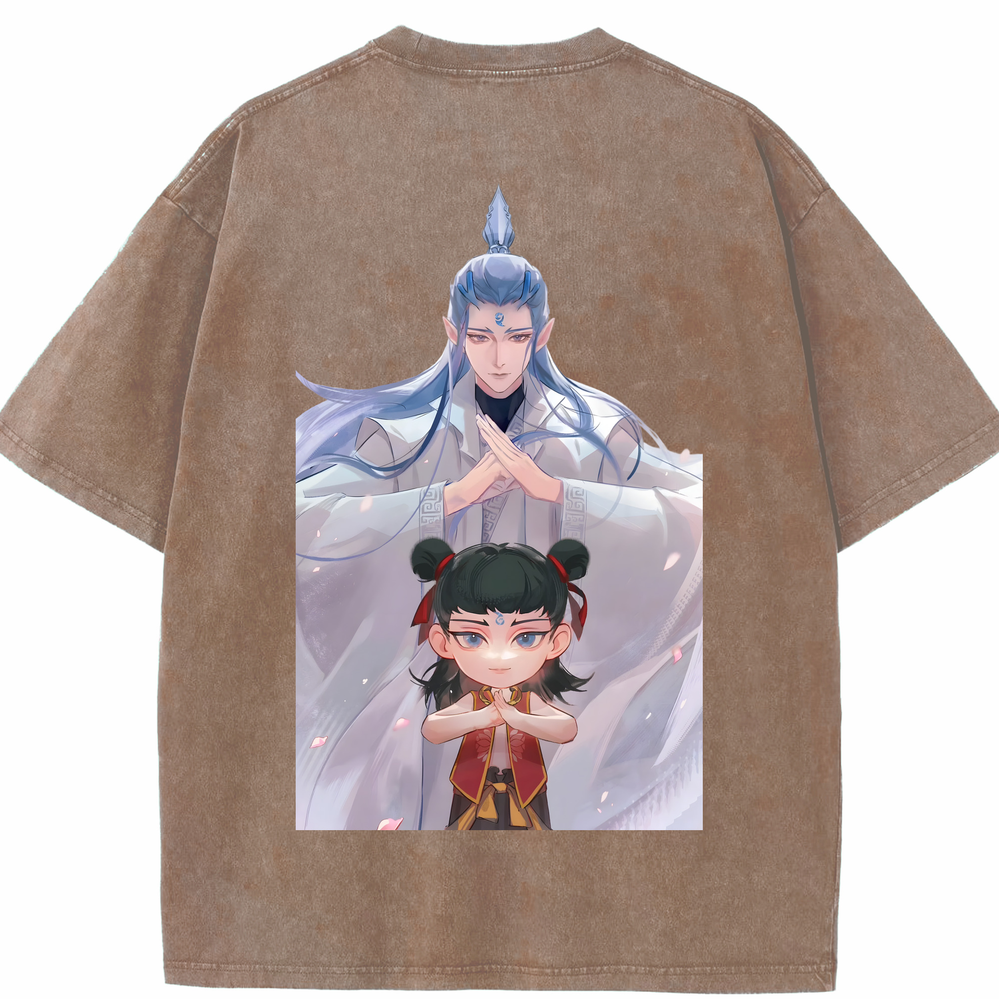 （画像用） Ne Zha 2 ナタ 魔童の大暴れ 綿100% ヴィンテージ風 半袖Tシャツ（背面プリント）