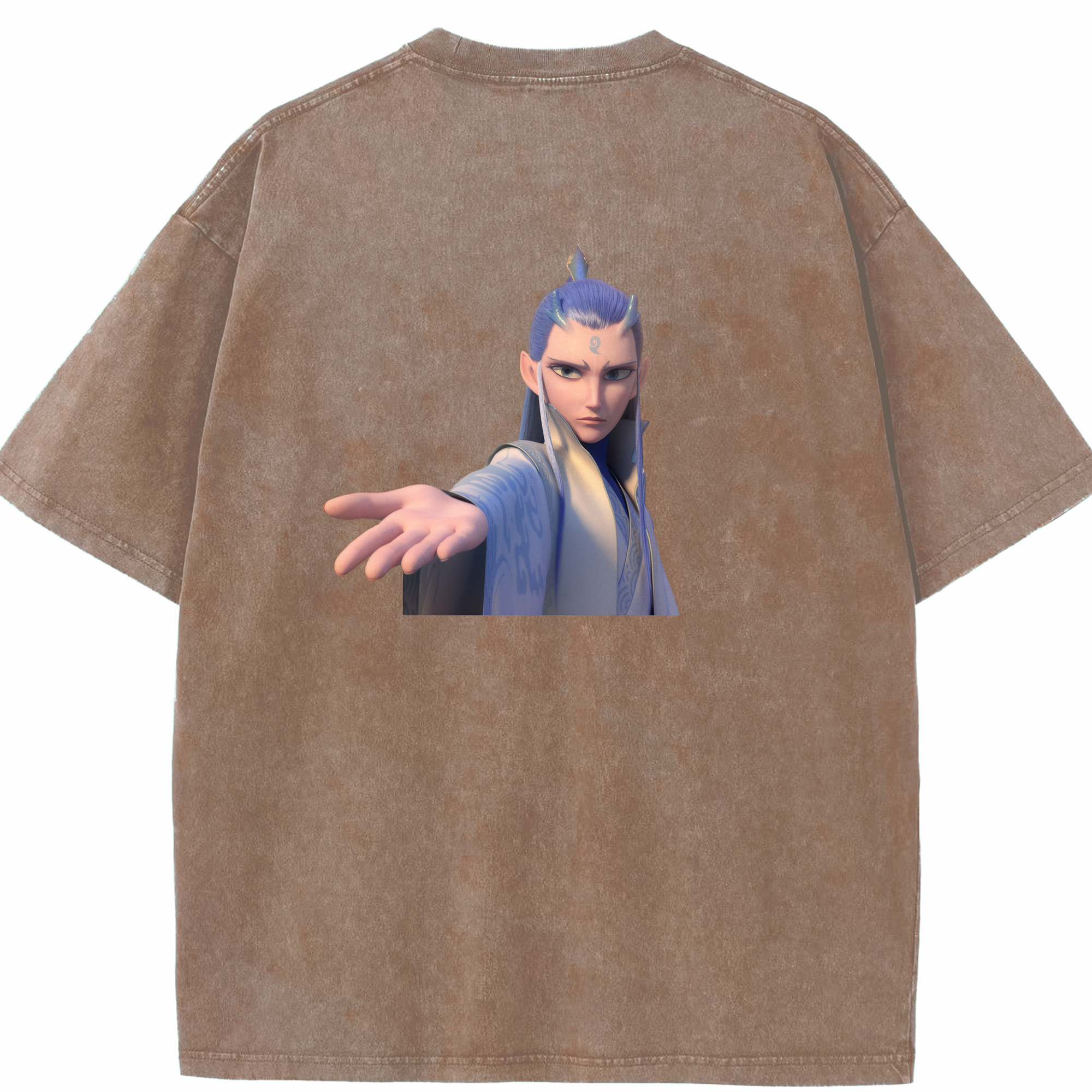 （画像用） Ne Zha 2 ナタ 魔童の大暴れ 綿100% ヴィンテージ風 半袖Tシャツ（背面プリント）