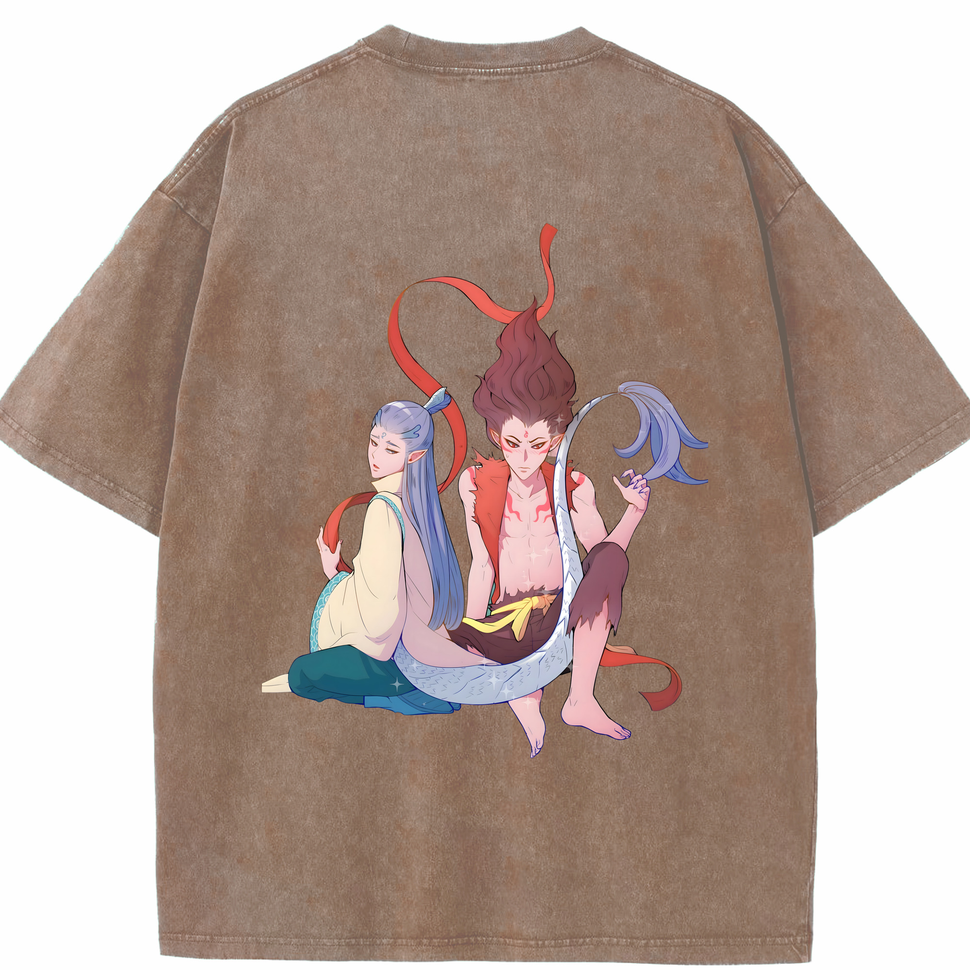 （画像用） Ne Zha 2 ナタ 魔童の大暴れ 綿100% ヴィンテージ風 半袖Tシャツ（背面プリント）