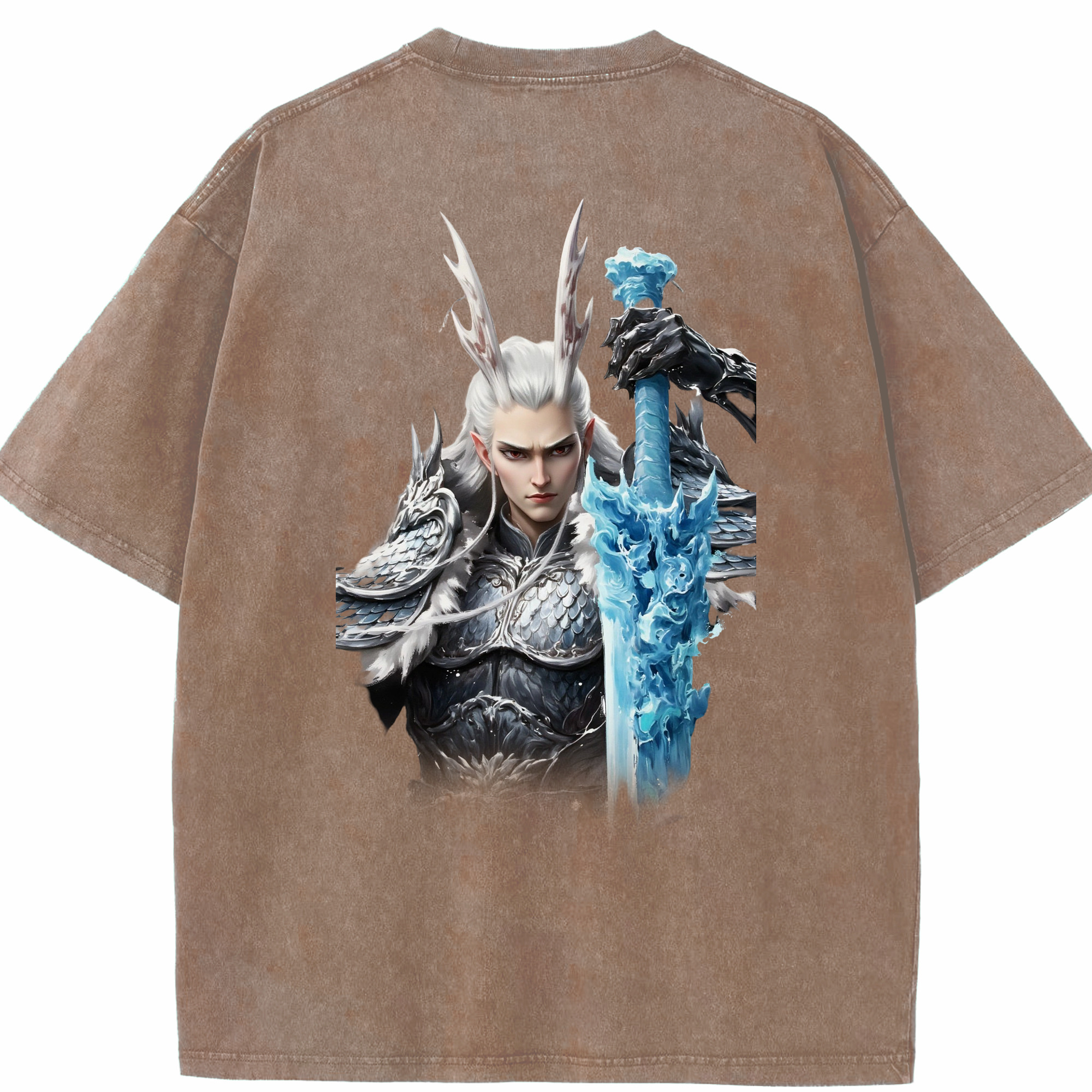 （画像用） Ne Zha 2 ナタ 魔童の大暴れ 綿100% ヴィンテージ風 半袖Tシャツ（背面プリント）