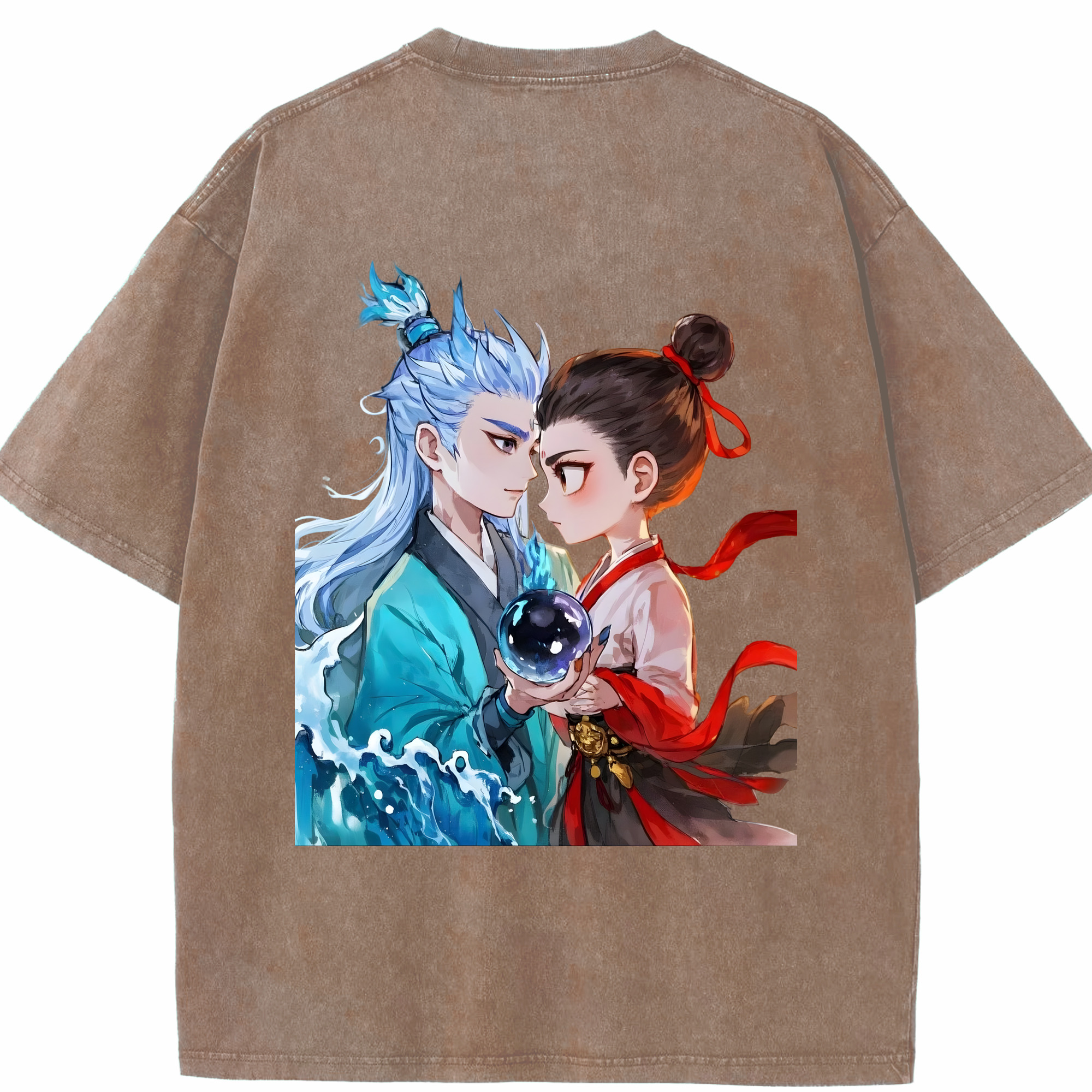（画像用） Ne Zha 2 ナタ 魔童の大暴れ 綿100% ヴィンテージ風 半袖Tシャツ（背面プリント）
