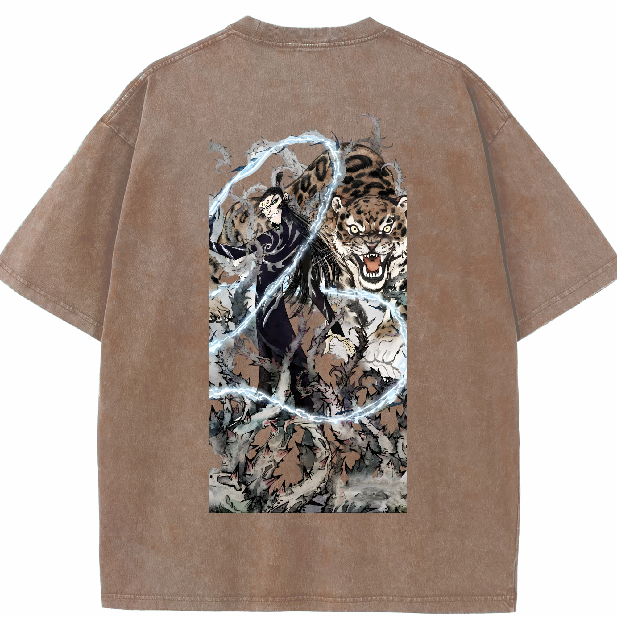 （画像用） Ne Zha 2 ナタ 魔童の大暴れ 綿100% ヴィンテージ風 半袖Tシャツ（背面プリント）