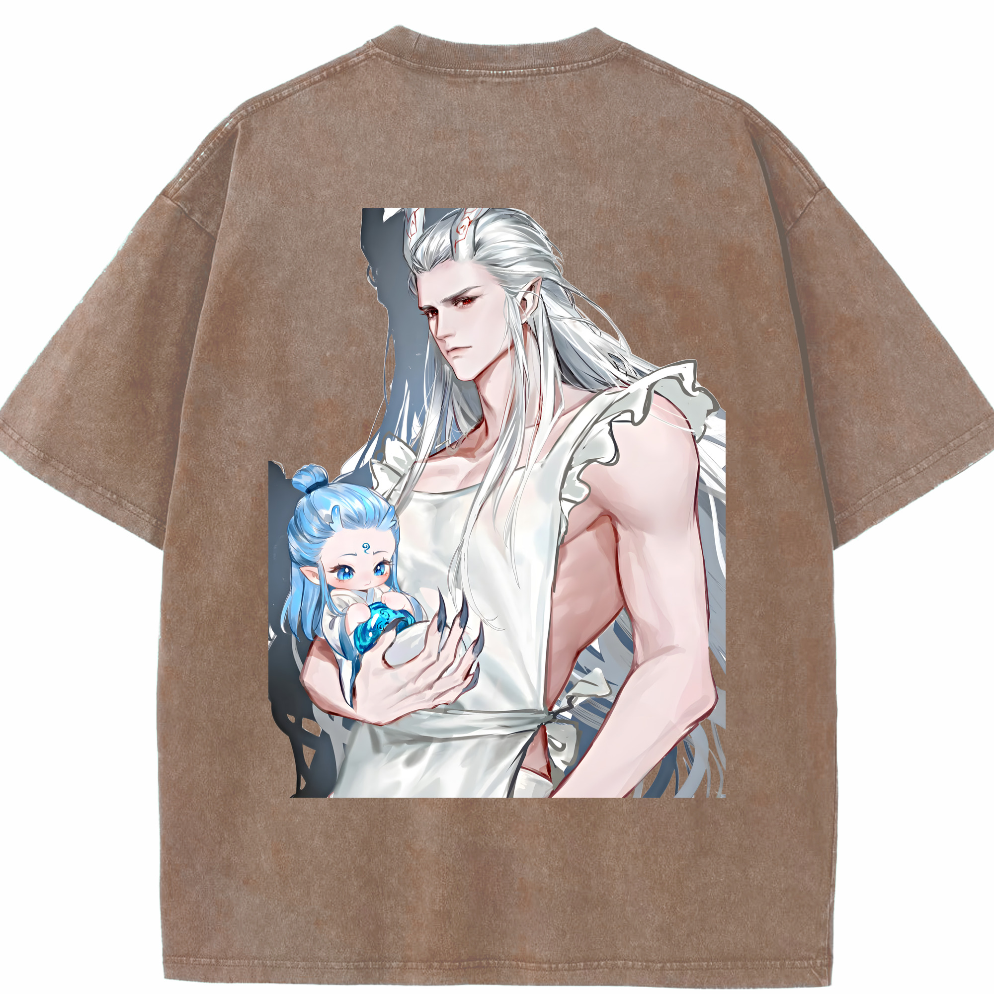 （画像用） Ne Zha 2 ナタ 魔童の大暴れ 綿100% ヴィンテージ風 半袖Tシャツ（背面プリント）