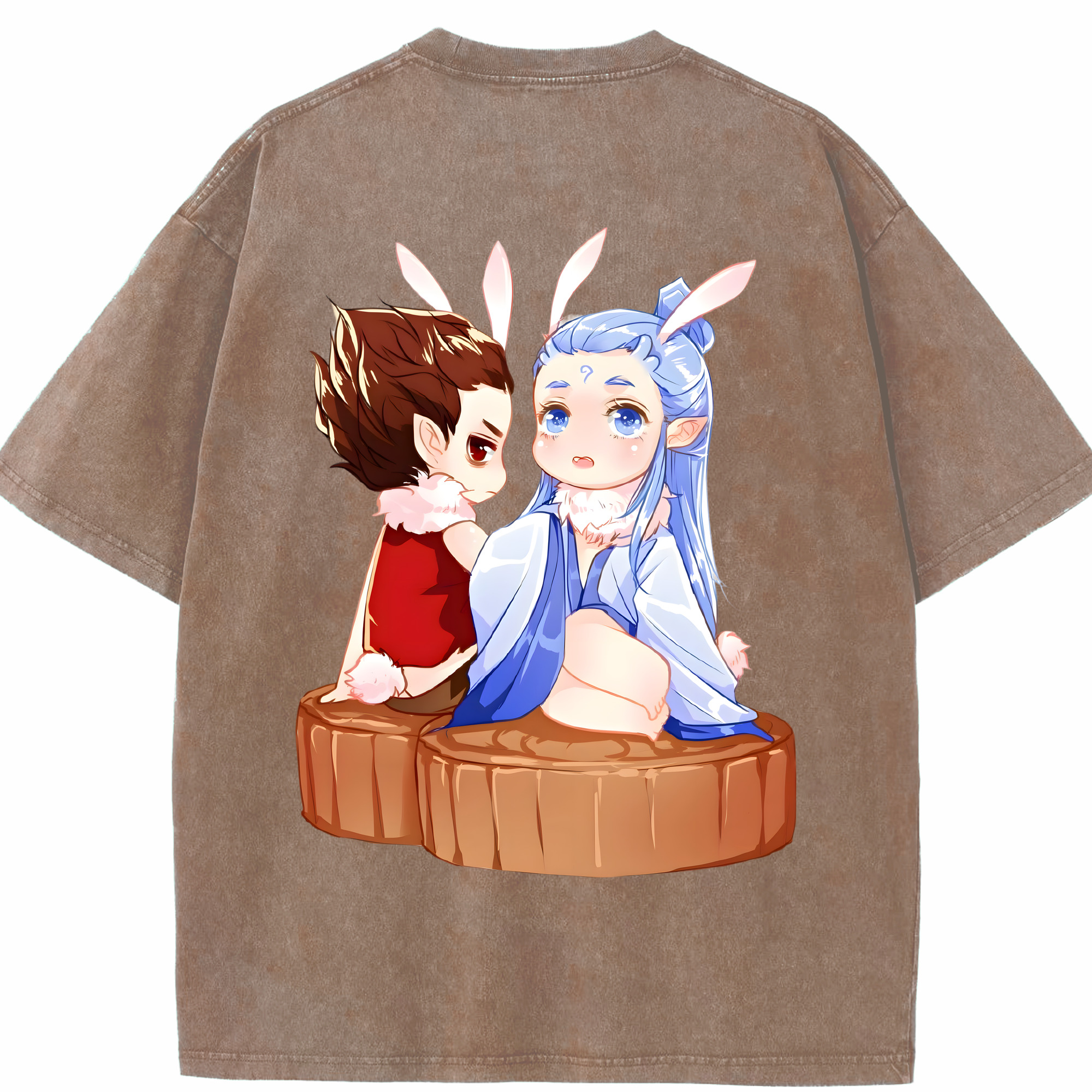 （画像用） Ne Zha 2 ナタ 魔童の大暴れ 綿100% ヴィンテージ風 半袖Tシャツ（背面プリント）