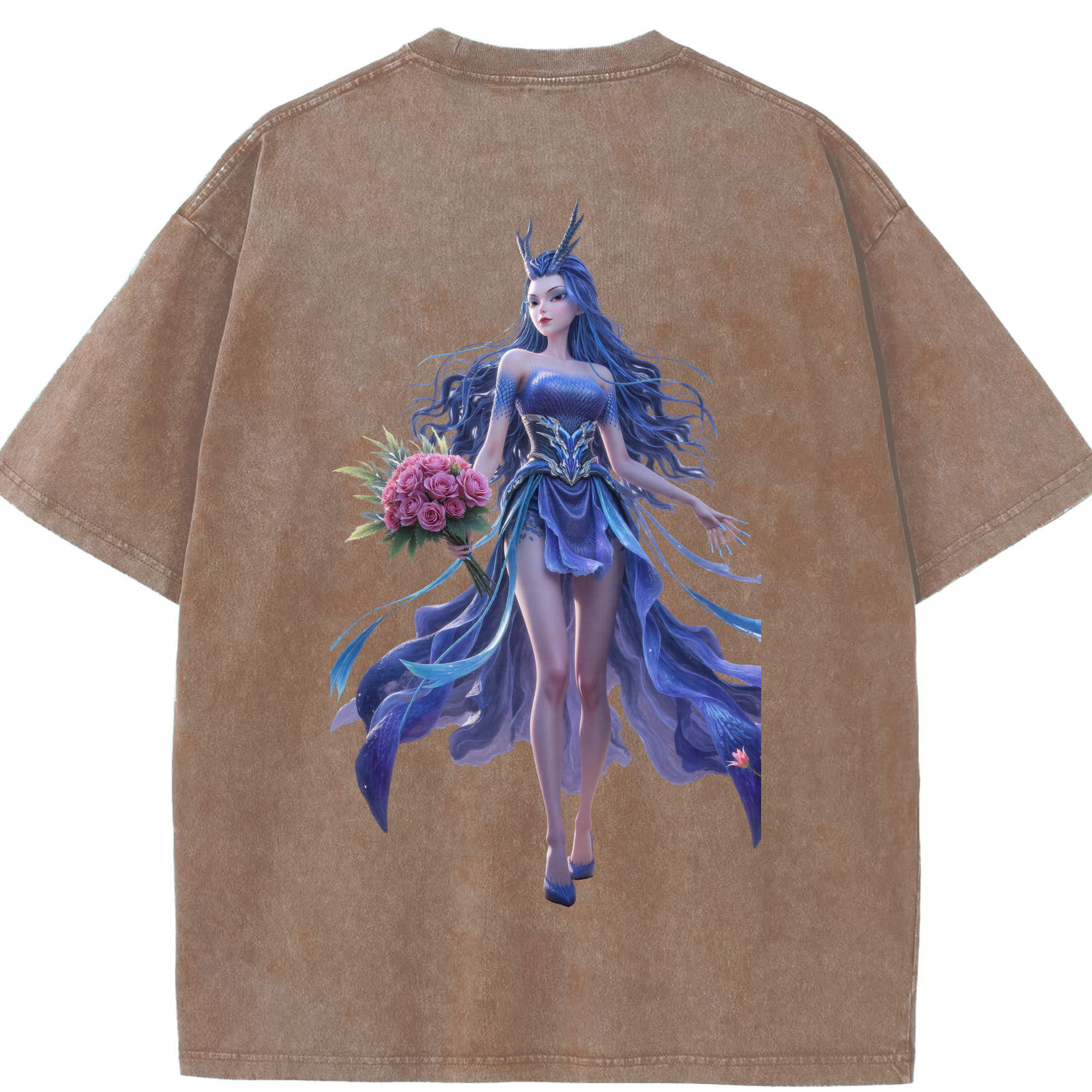 （画像用） Ne Zha 2 ナタ 魔童の大暴れ 綿100% ヴィンテージ風 半袖Tシャツ（背面プリント）