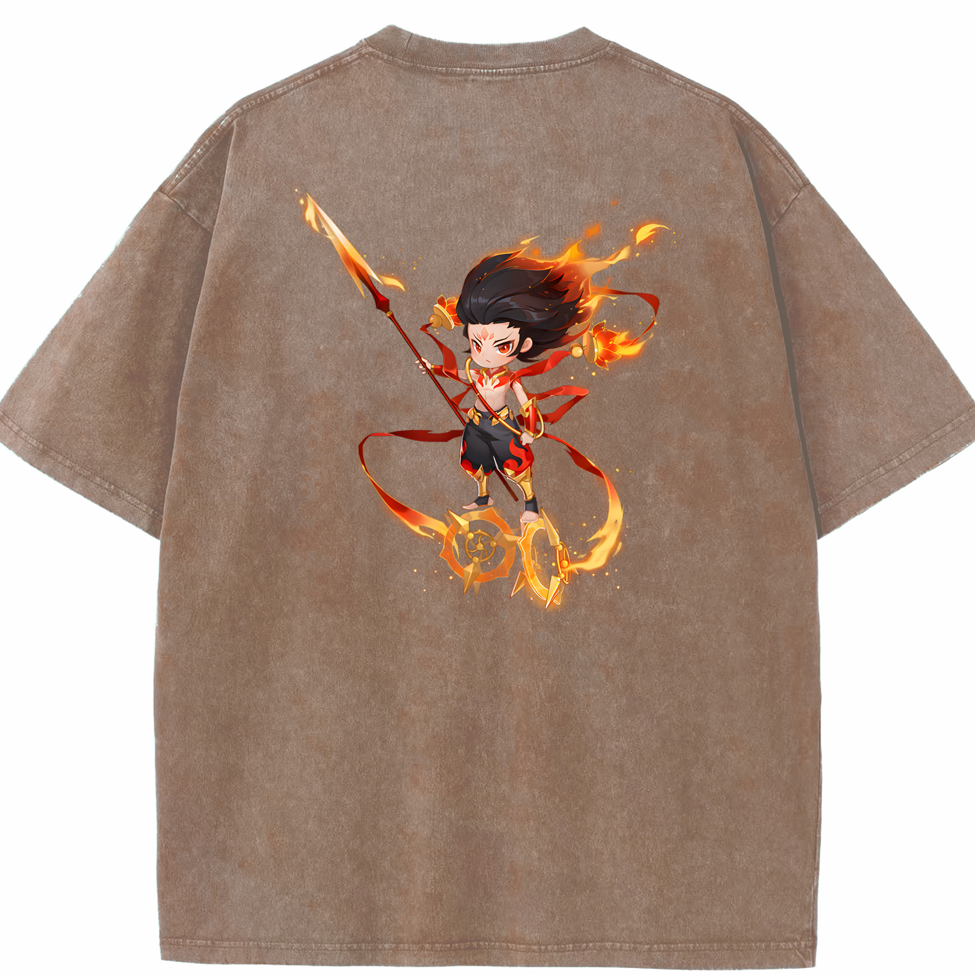 （画像用） Ne Zha 2 ナタ 魔童の大暴れ 綿100% ヴィンテージ風 半袖Tシャツ（背面プリント）
