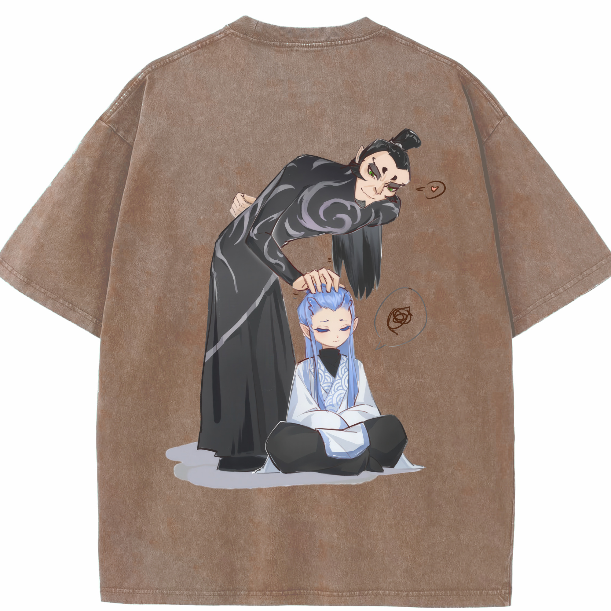 （画像用） Ne Zha 2 ナタ 魔童の大暴れ 綿100% ヴィンテージ風 半袖Tシャツ（背面プリント）