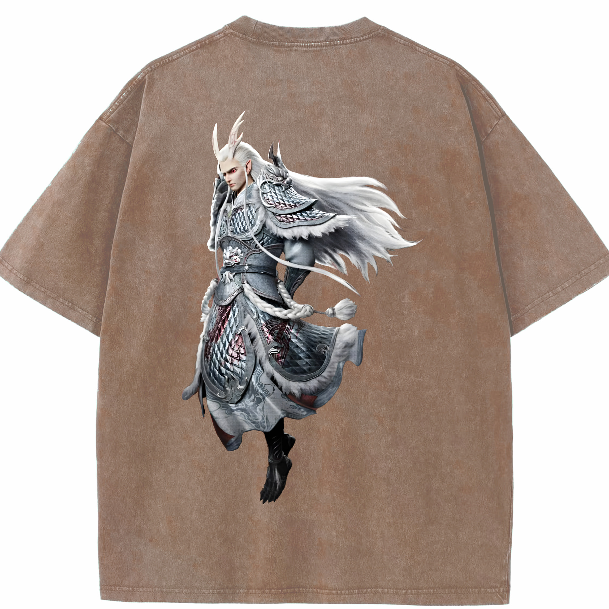 （画像用） Ne Zha 2 ナタ 魔童の大暴れ 綿100% ヴィンテージ風 半袖Tシャツ（背面プリント）