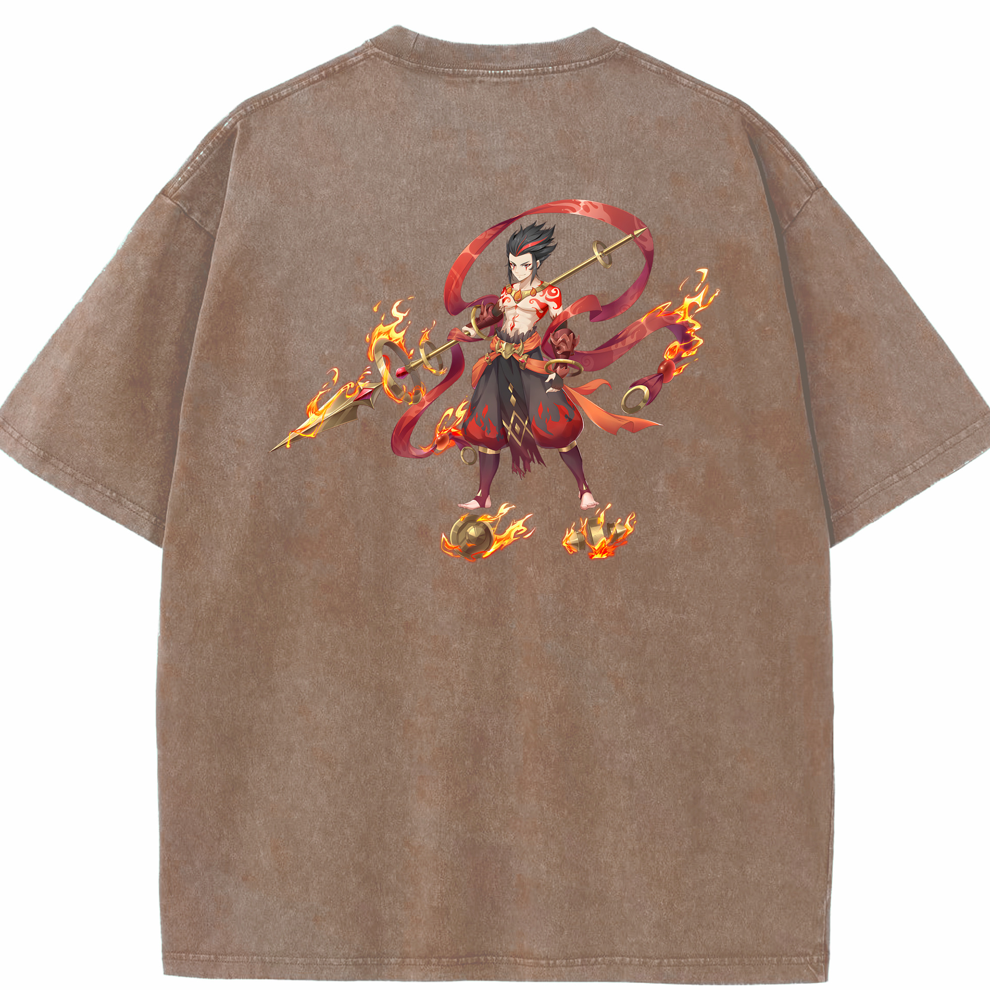 （画像用） Ne Zha 2 ナタ 魔童の大暴れ 綿100% ヴィンテージ風 半袖Tシャツ（背面プリント）