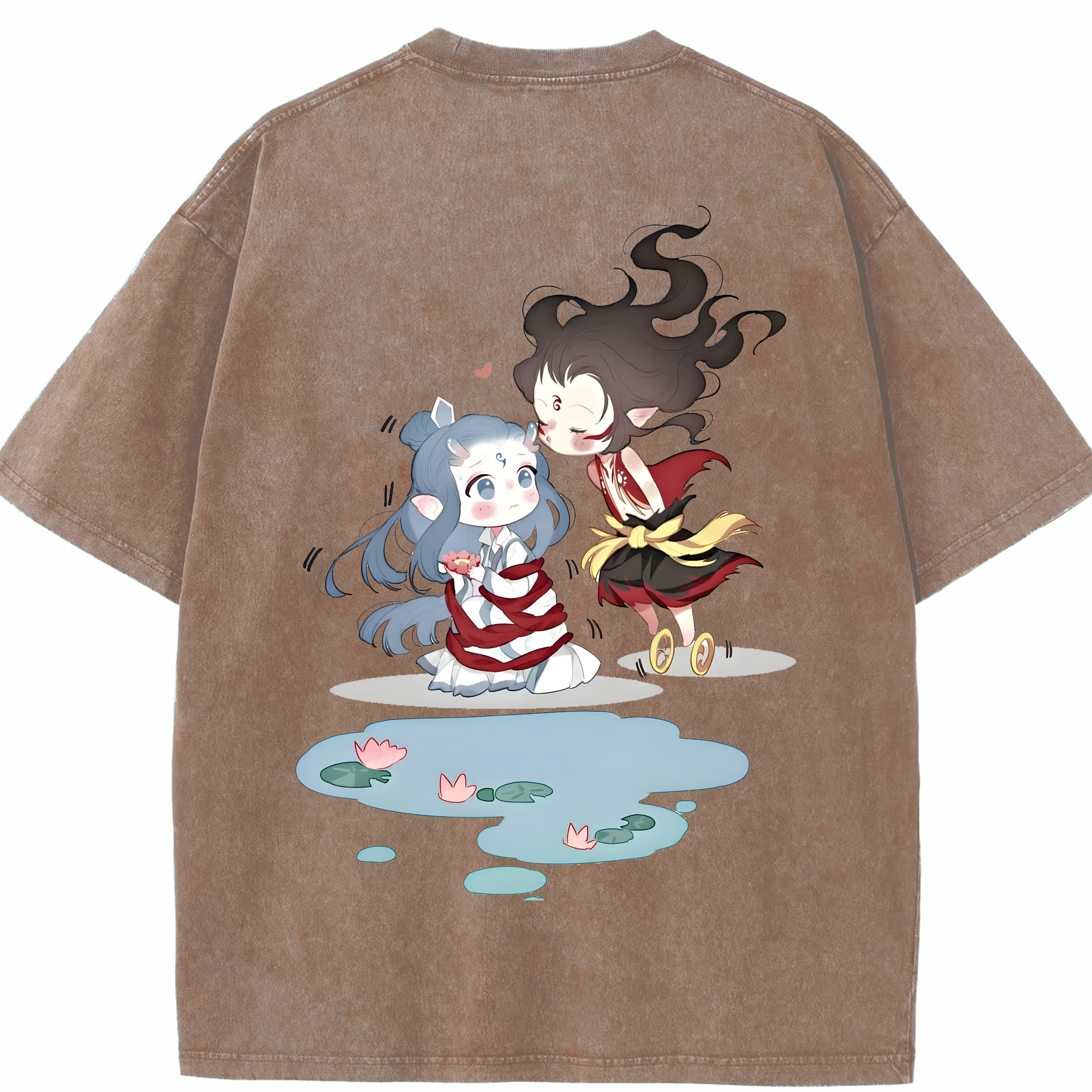 （画像用） Ne Zha 2 ナタ 魔童の大暴れ 綿100% ヴィンテージ風 半袖Tシャツ（背面プリント）