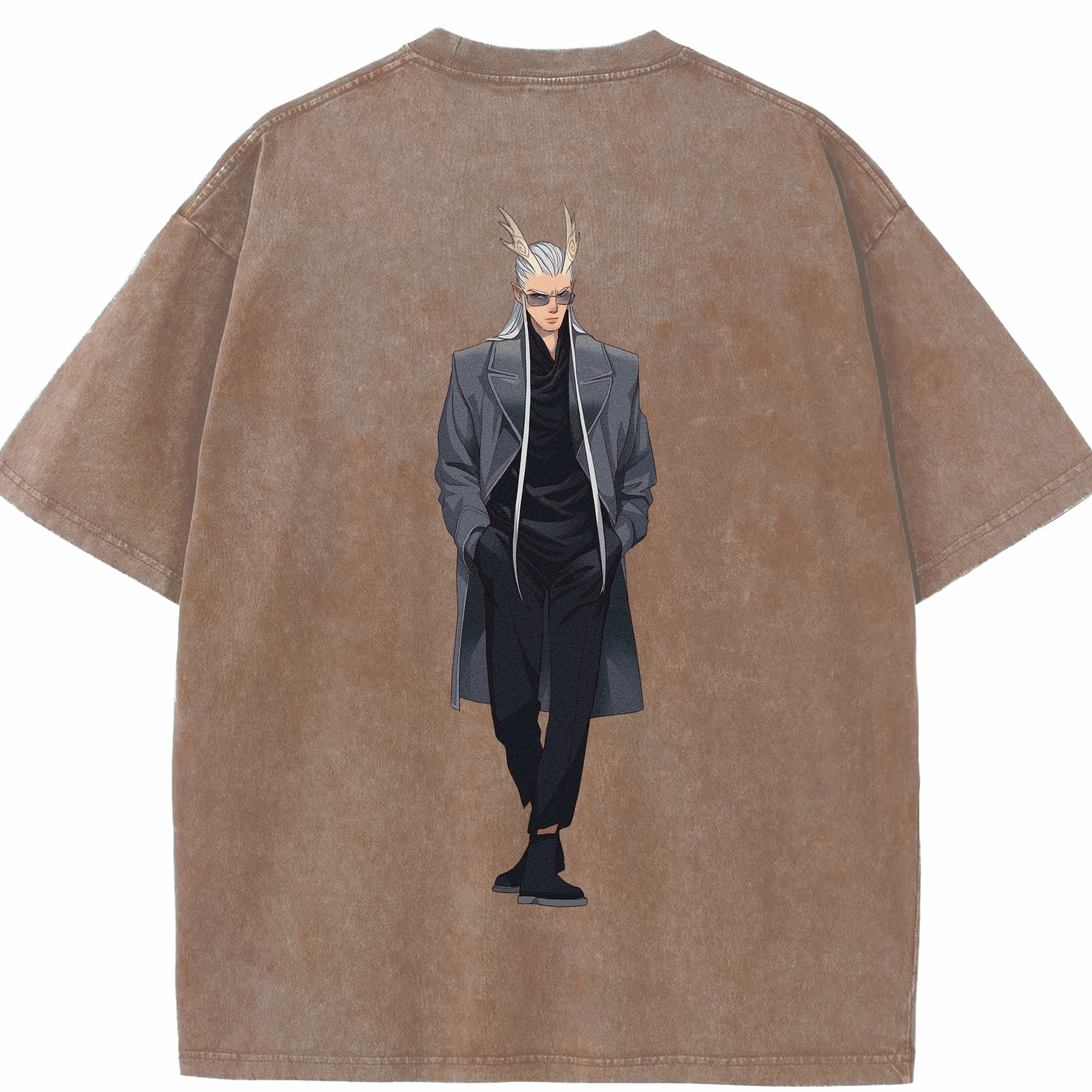 （画像用） Ne Zha 2 ナタ 魔童の大暴れ 綿100% ヴィンテージ風 半袖Tシャツ（背面プリント）