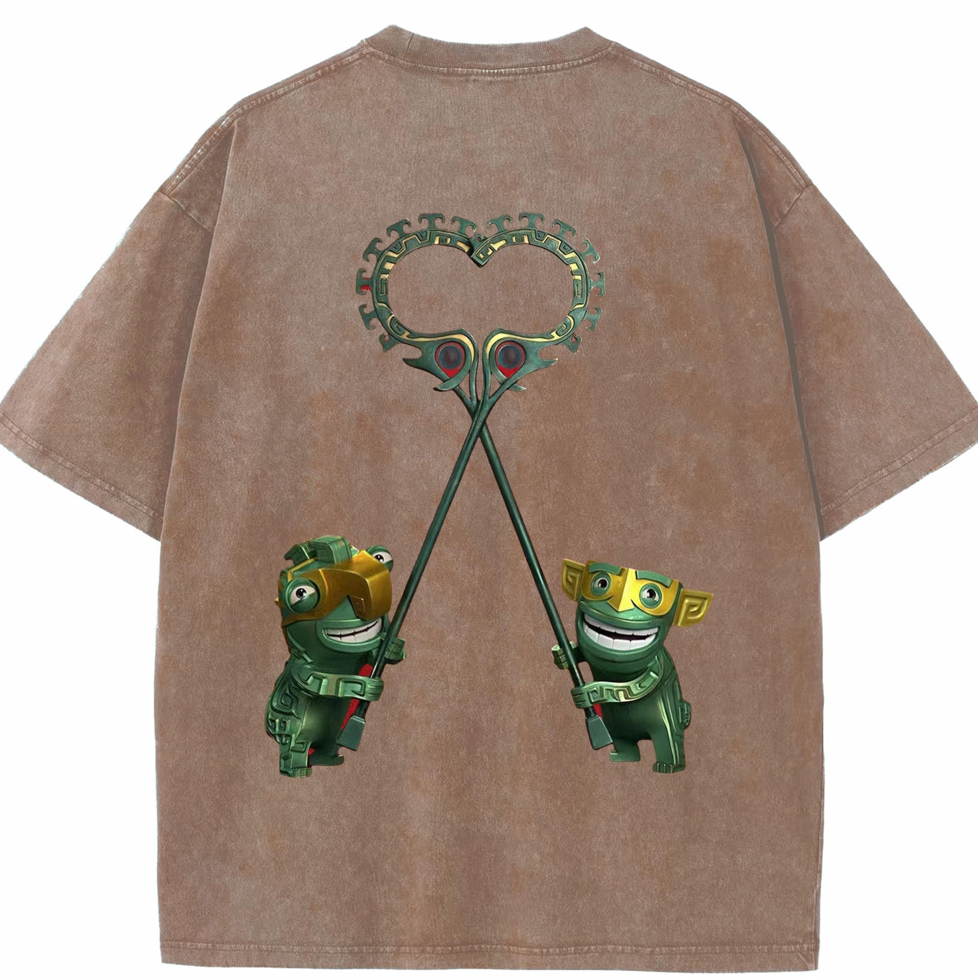 （画像用） Ne Zha 2 ナタ 魔童の大暴れ 綿100% ヴィンテージ風 半袖Tシャツ（背面プリント）