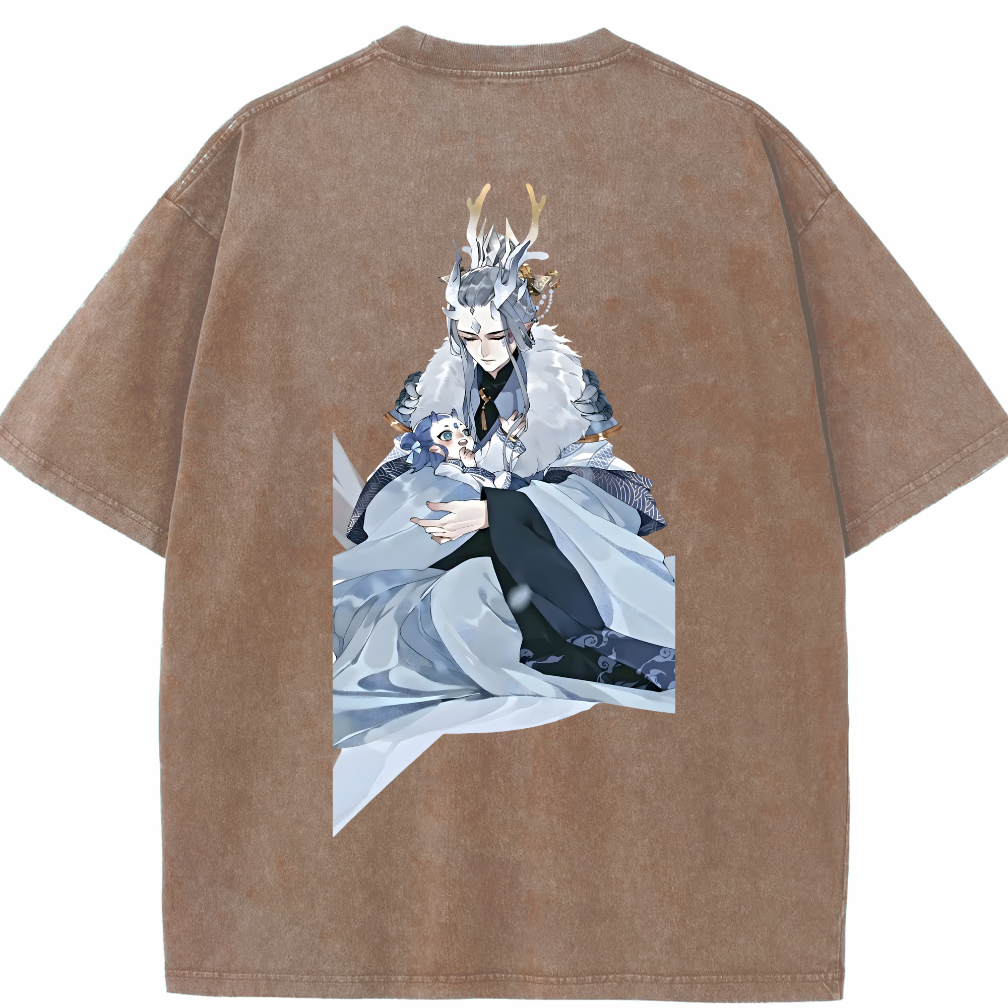（画像用） Ne Zha 2 ナタ 魔童の大暴れ 綿100% ヴィンテージ風 半袖Tシャツ（背面プリント）