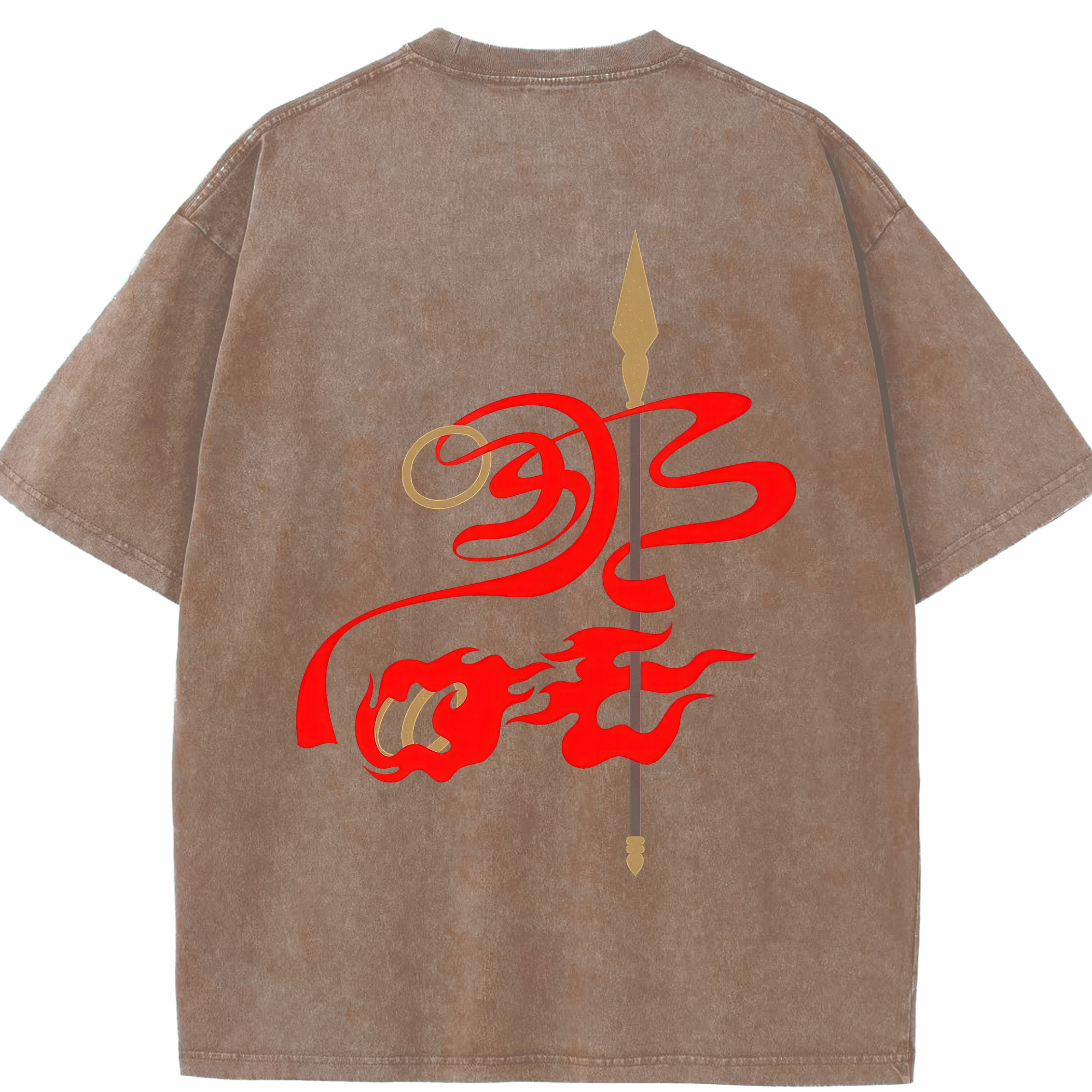（画像用） Ne Zha 2 ナタ 魔童の大暴れ 綿100% ヴィンテージ風 半袖Tシャツ（背面プリント）