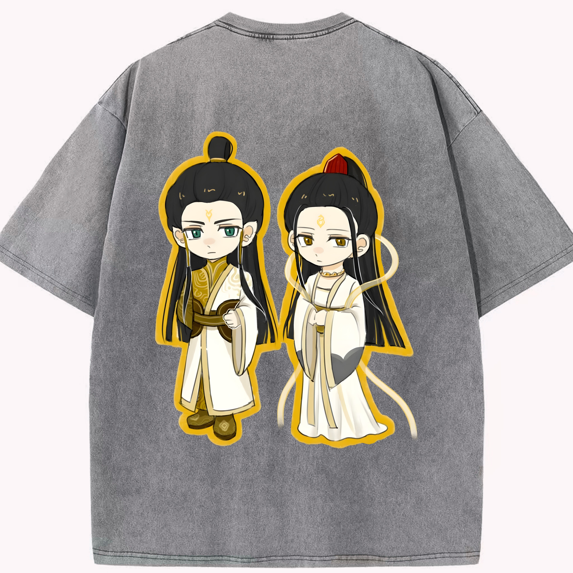 （画像用） Ne Zha 2 ナタ 魔童の大暴れ 綿100% ヴィンテージ風 半袖Tシャツ（背面プリント）