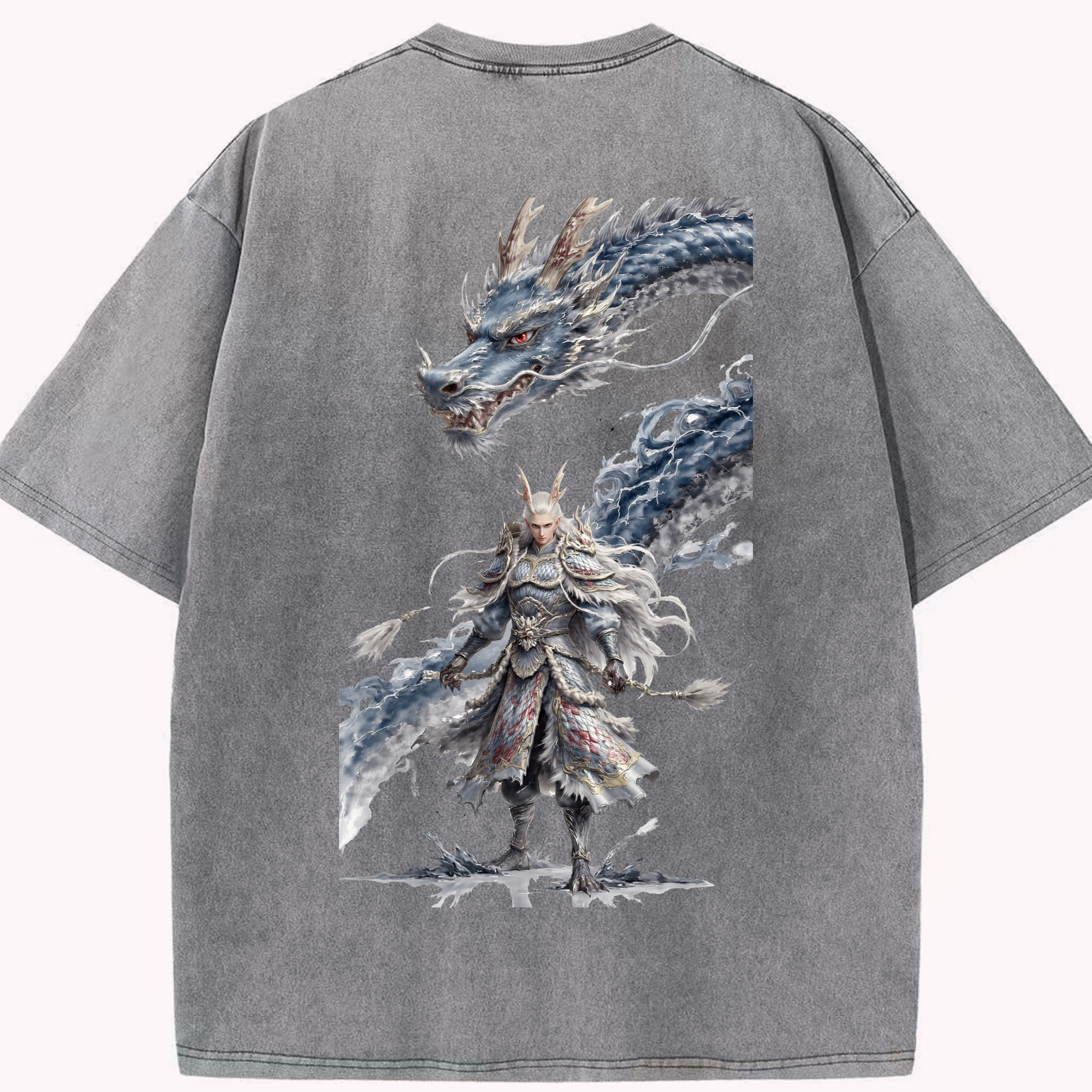 （画像用） Ne Zha 2 ナタ 魔童の大暴れ 綿100% ヴィンテージ風 半袖Tシャツ（背面プリント）