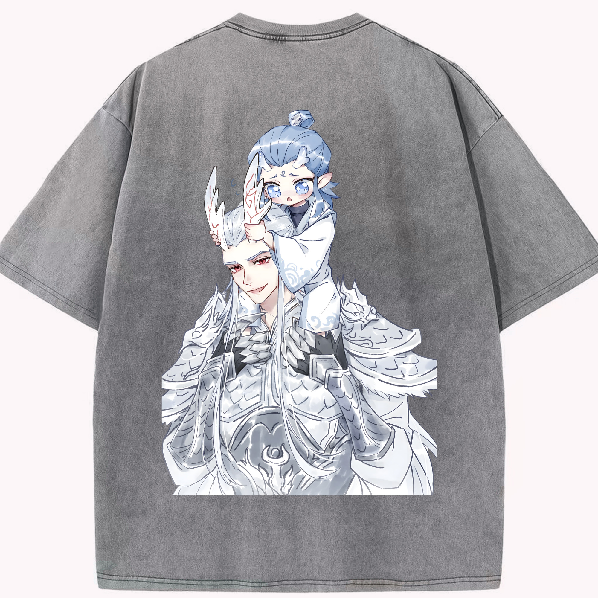 （画像用） Ne Zha 2 ナタ 魔童の大暴れ 綿100% ヴィンテージ風 半袖Tシャツ（背面プリント）