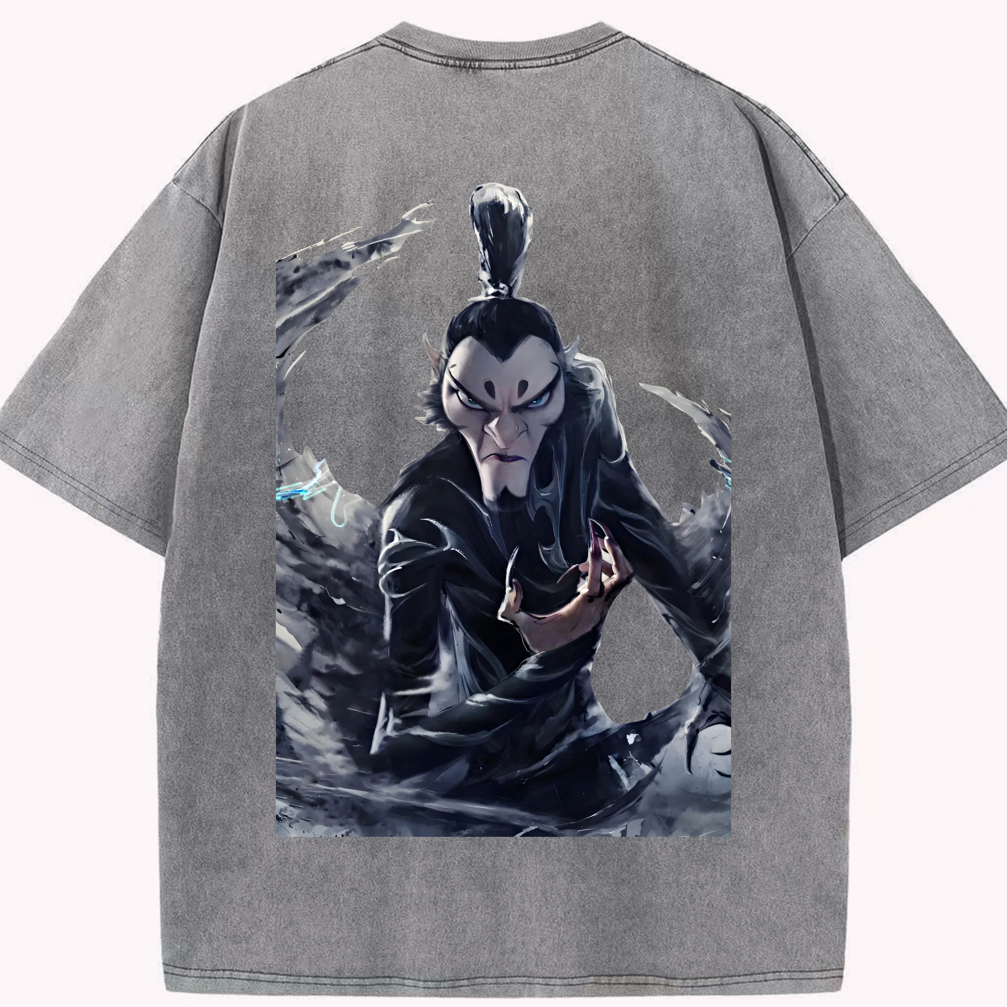 （画像用） Ne Zha 2 ナタ 魔童の大暴れ 綿100% ヴィンテージ風 半袖Tシャツ（背面プリント）