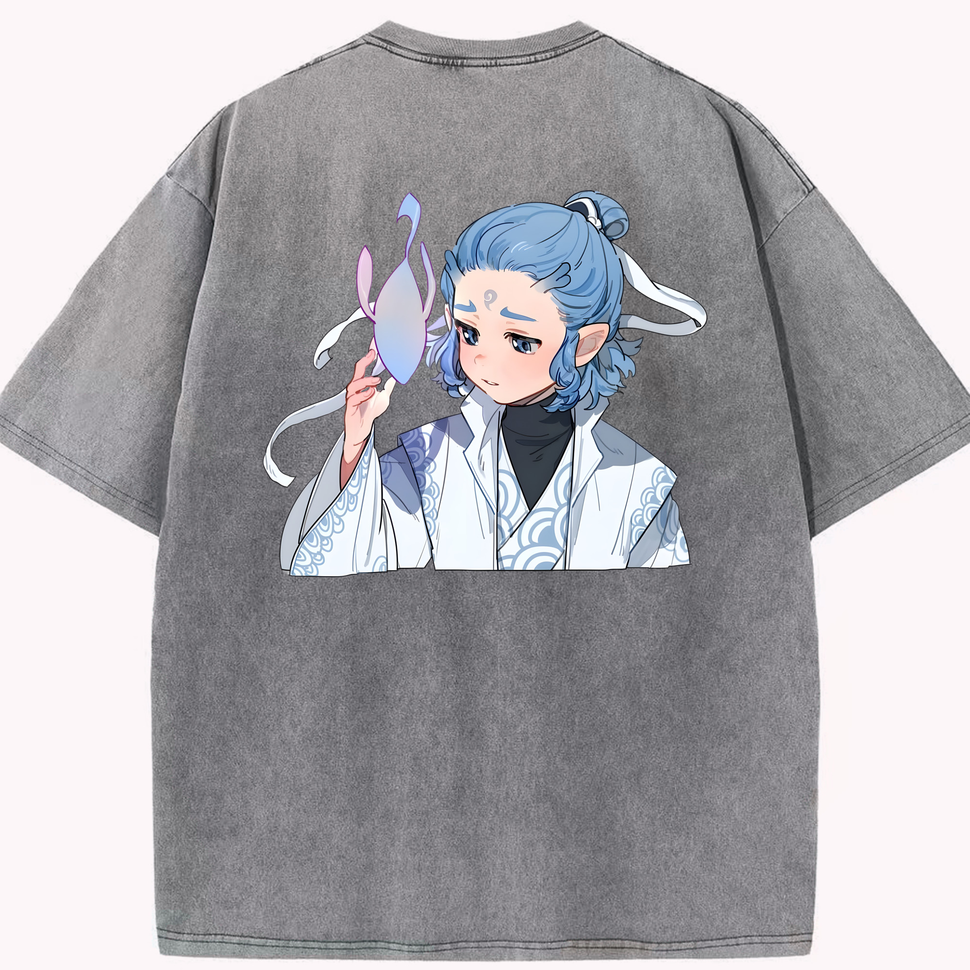 （画像用） Ne Zha 2 ナタ 魔童の大暴れ 綿100% ヴィンテージ風 半袖Tシャツ（背面プリント）