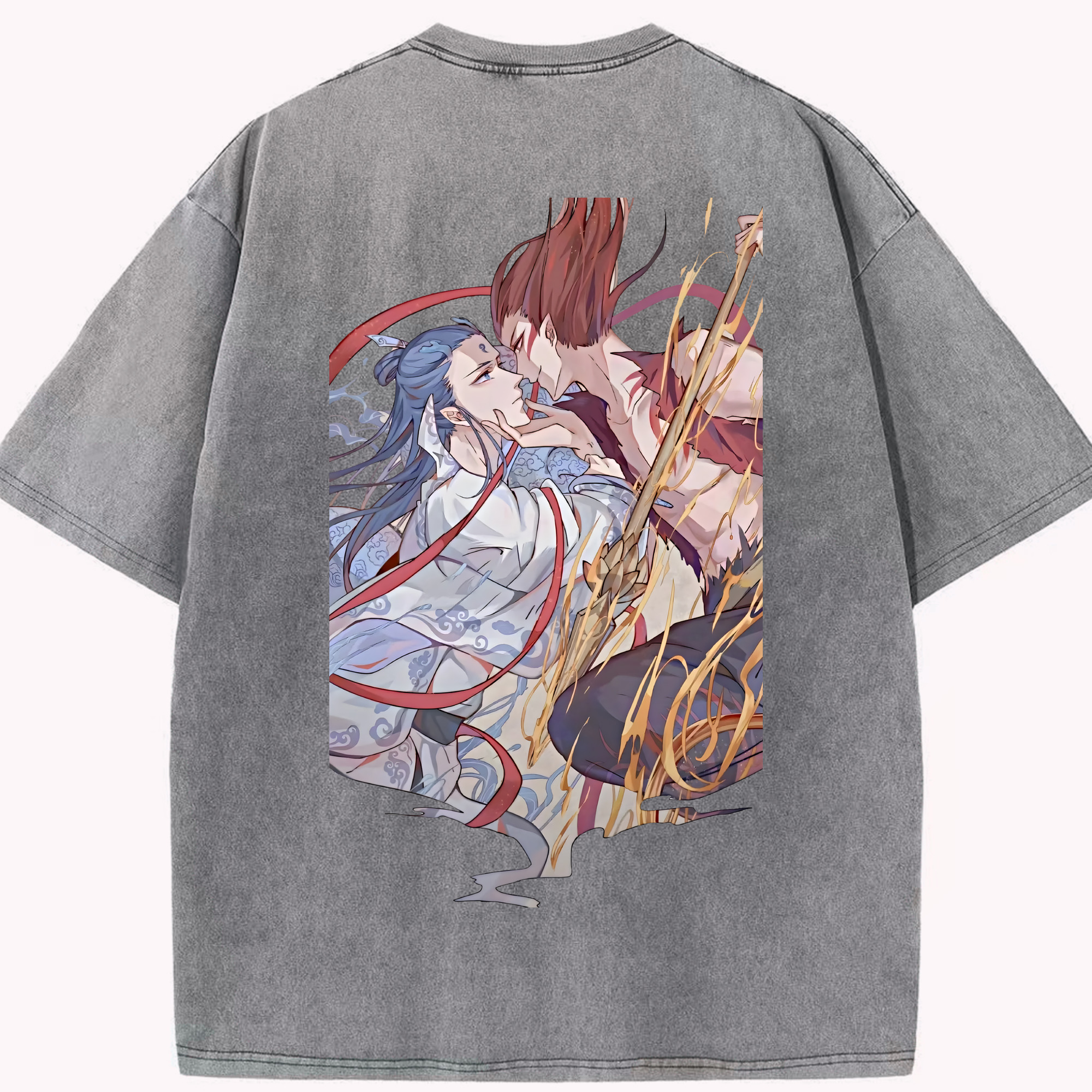 （画像用） Ne Zha 2 ナタ 魔童の大暴れ 綿100% ヴィンテージ風 半袖Tシャツ（背面プリント）