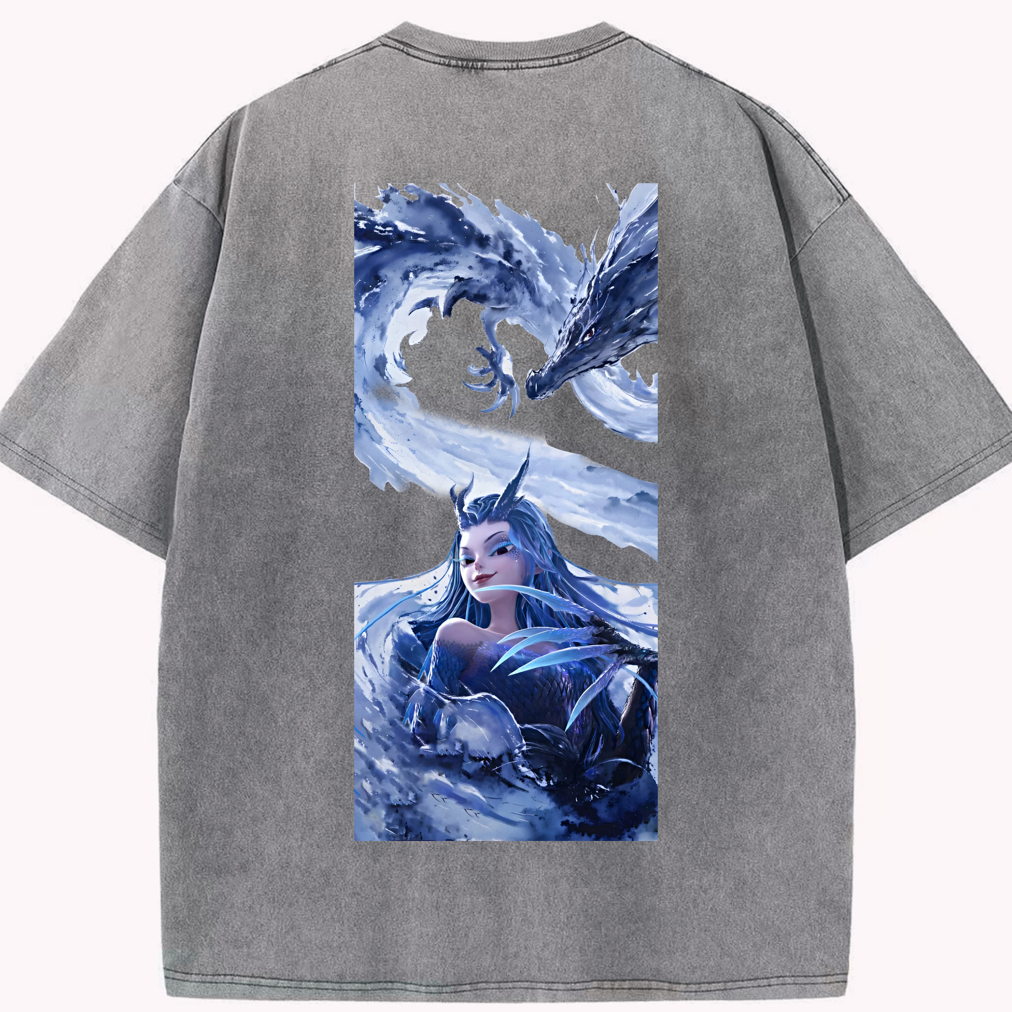 （画像用） Ne Zha 2 ナタ 魔童の大暴れ 綿100% ヴィンテージ風 半袖Tシャツ（背面プリント）